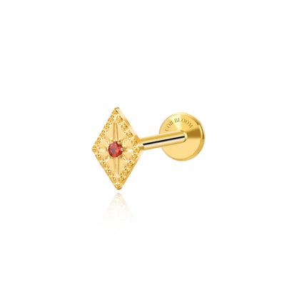 Titanium Nova Red Garnet Kite Flat Back Stud