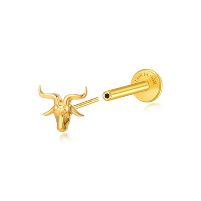 Titanium Kri-Kri Goat Flat Back Stud