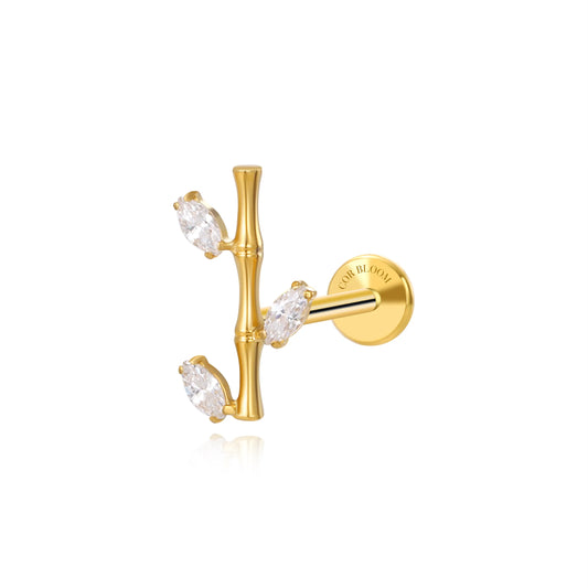 Titanium Diamond Bamboo Flat Back Stud