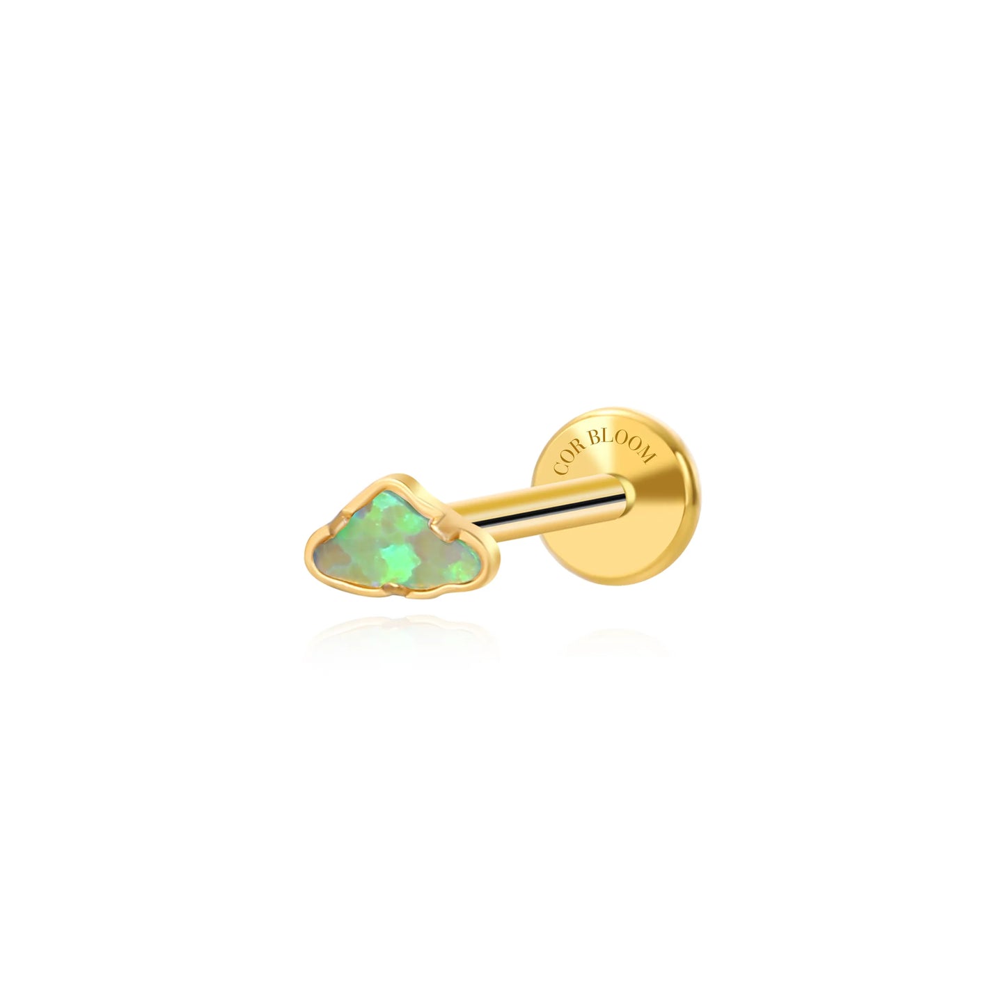 Titanium Mini Green Opal Cloud Flat Back Stud