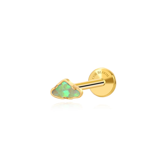 Titanium Mini Green Opal Cloud Flat Back Stud