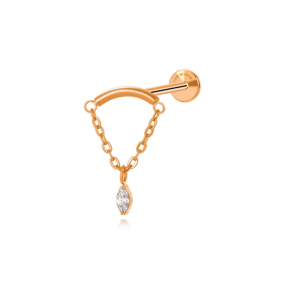 Titanium Ivey Dangling Crystal Marquise Flat Back Stud