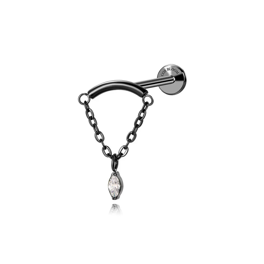 Titanium Ivey Dangling Crystal Marquise Flat Back Stud