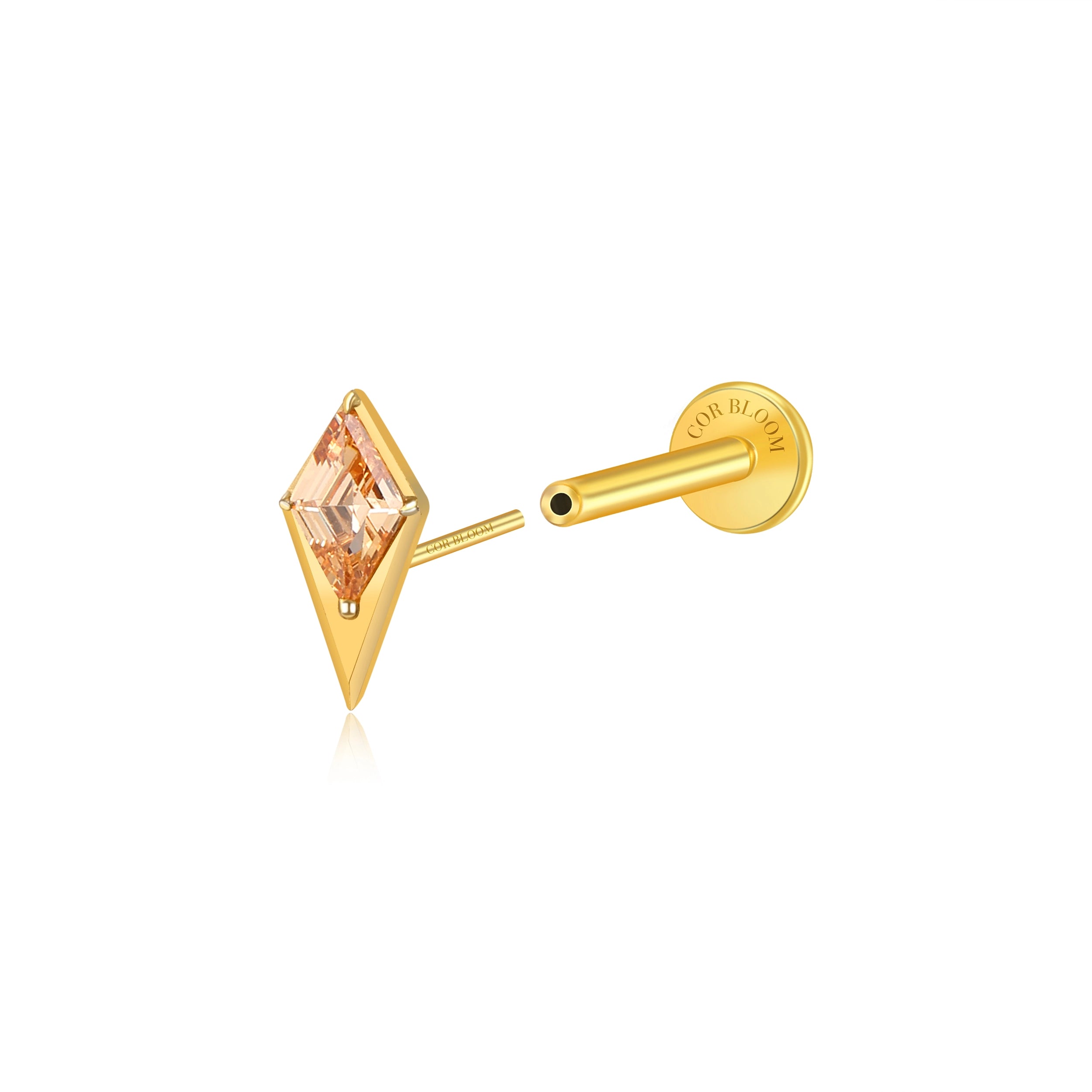 Titanium Blade Flat Back Stud - Champagne