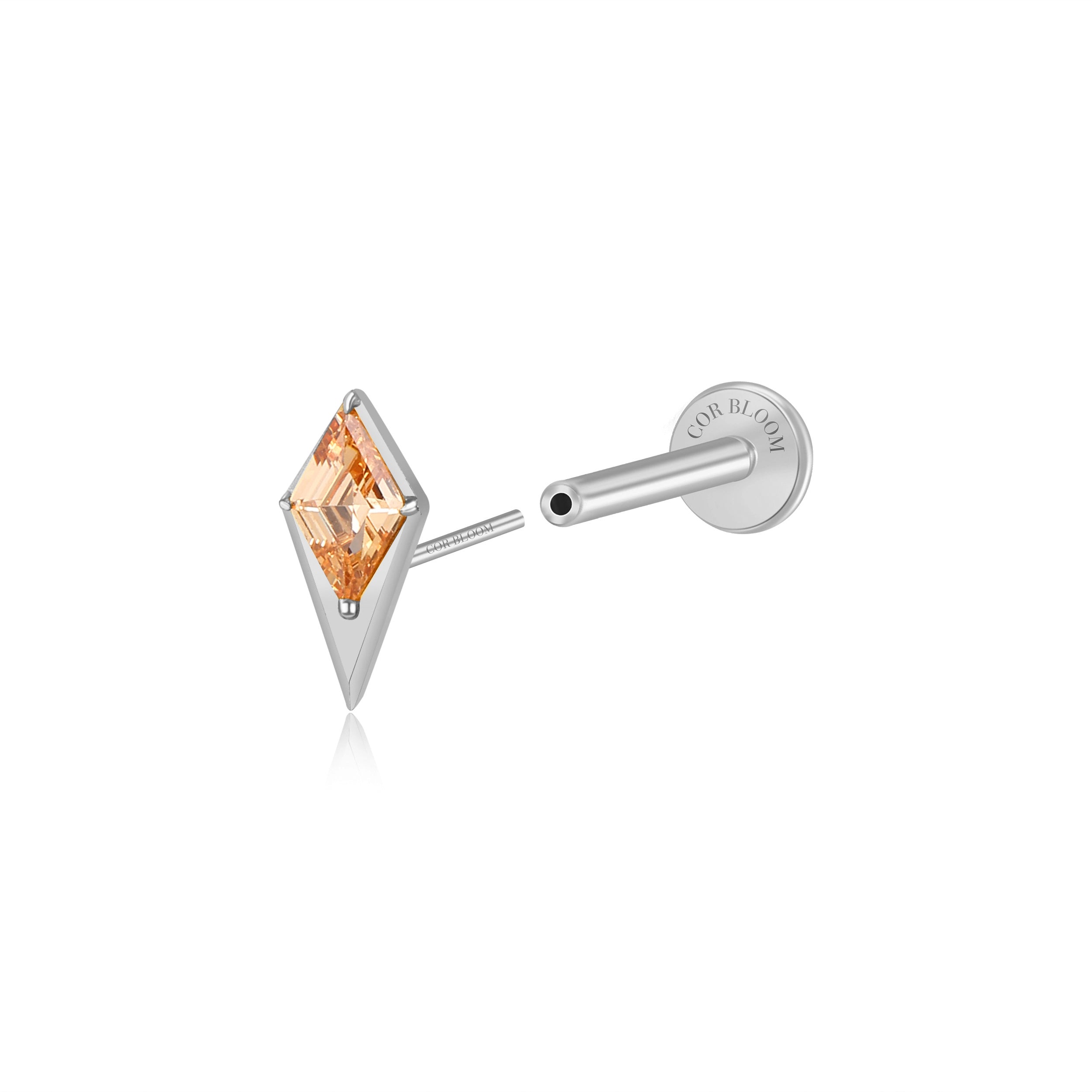 Titanium Blade Flat Back Stud - Champagne