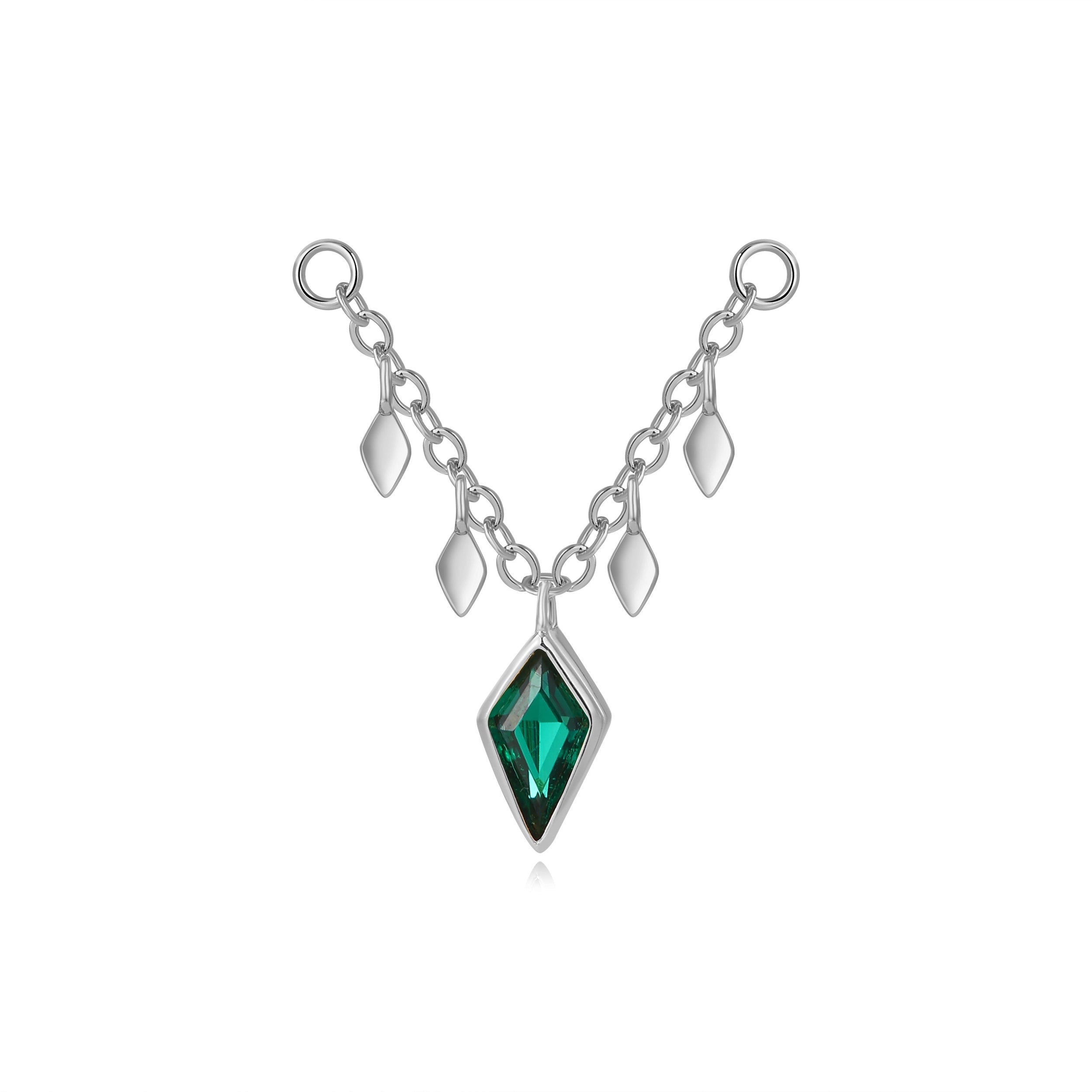 Amalthea Green Emerald Kite-Cut Gemstone Chain Attachment