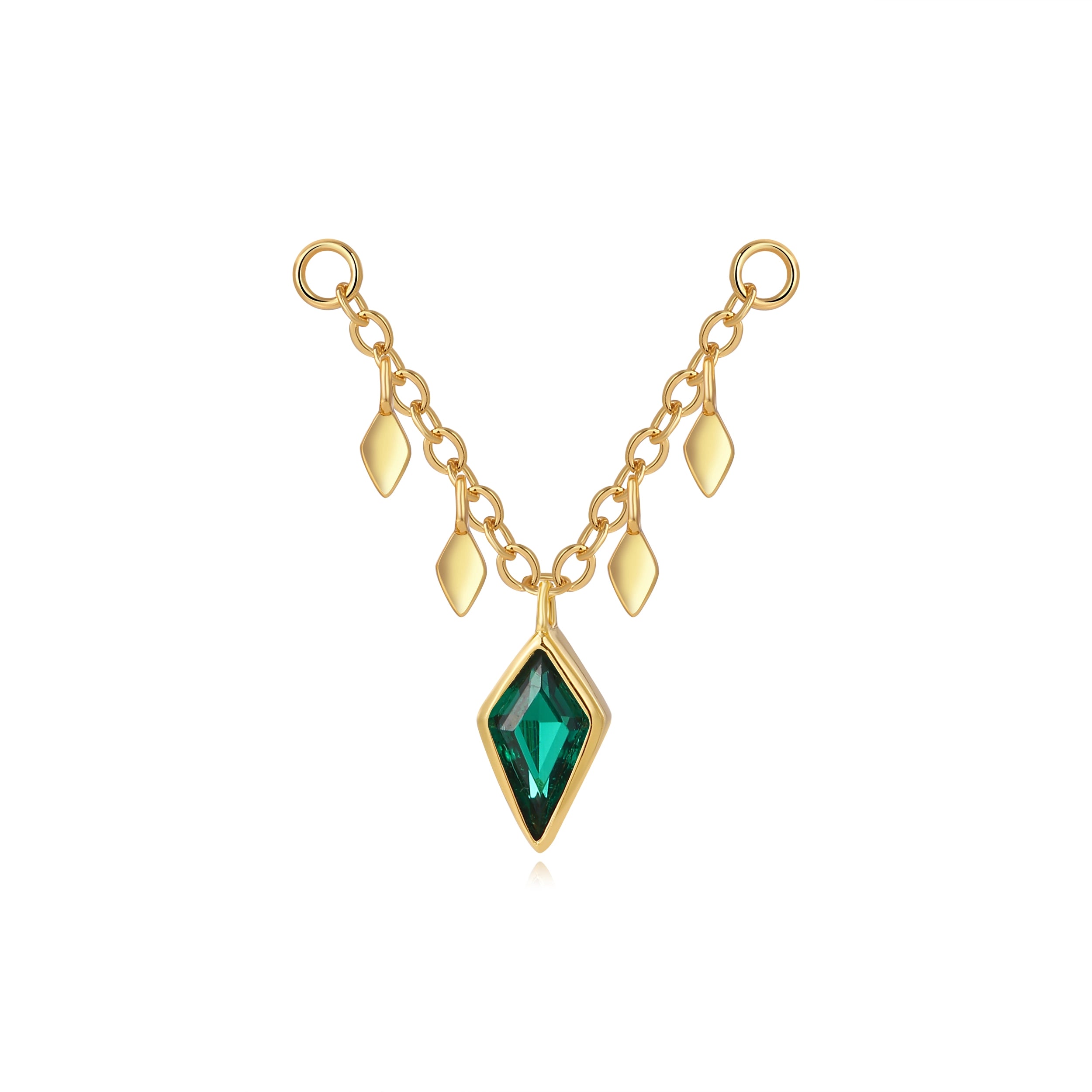 Amalthea Green Emerald Kite-Cut Gemstone Chain Attachment