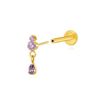 Titanium Yuri Waterdrop Push Pin Stud - Purple Amethyst