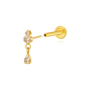 Titanium Yuri Waterdrop Push Pin Stud - Champagne