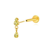 Titanium Yuri Waterdrop Push Pin Stud - Peridot