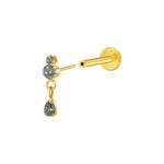 Titanium Yuri Waterdrop Push Pin Stud - Dark Iridescent Gemstone