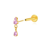 Titanium Yuri Waterdrop Push Pin Stud - Ruby