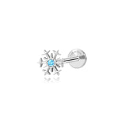 Titanium Little Aquamarine Snowflake Flat Back Stud