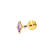 Titanium Xyla Rhombus Gemstone Stud - Rhodolite
