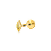 Titanium Xyla Rhombus Gemstone Stud - Yellow Citrine