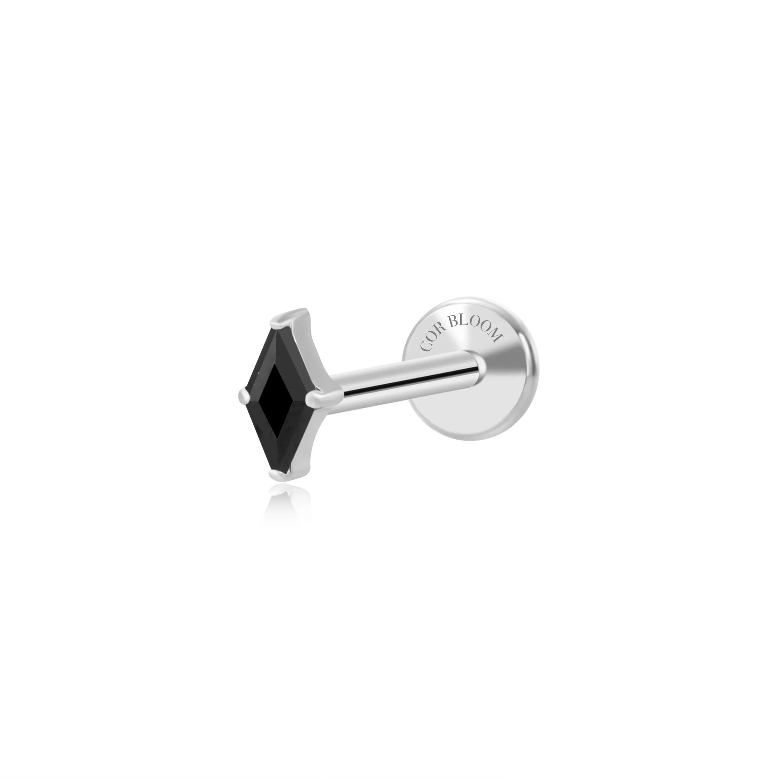 Titanium Xyla Rhombus Gemstone Stud - Black Spinel