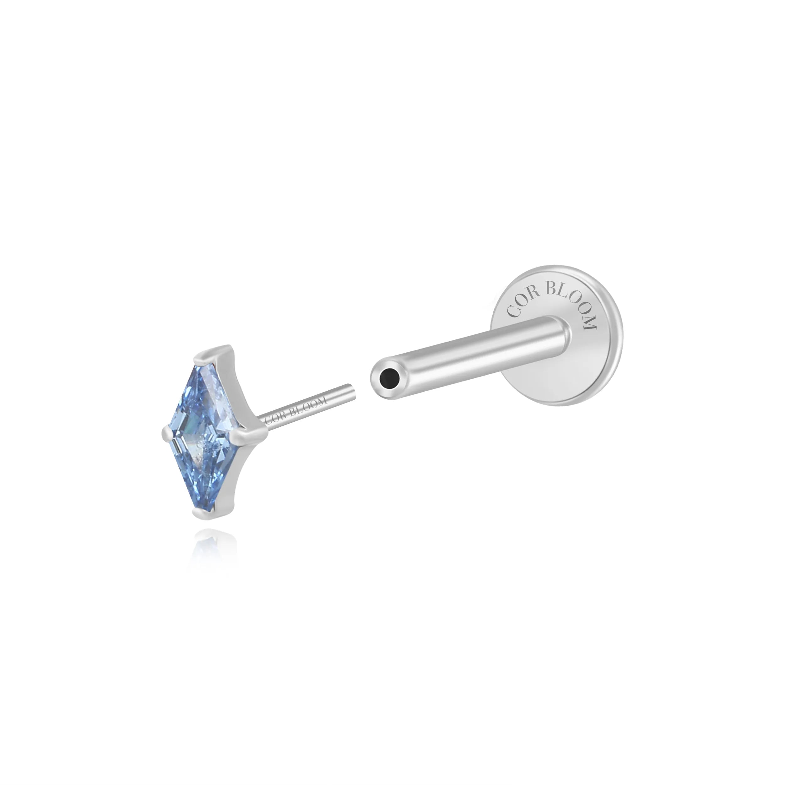 Titanium Xyla Rhombus Gemstone Stud - Blue Sapphire