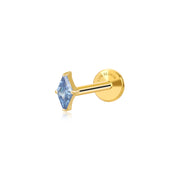 Titanium Xyla Rhombus Gemstone Stud - Blue Sapphire