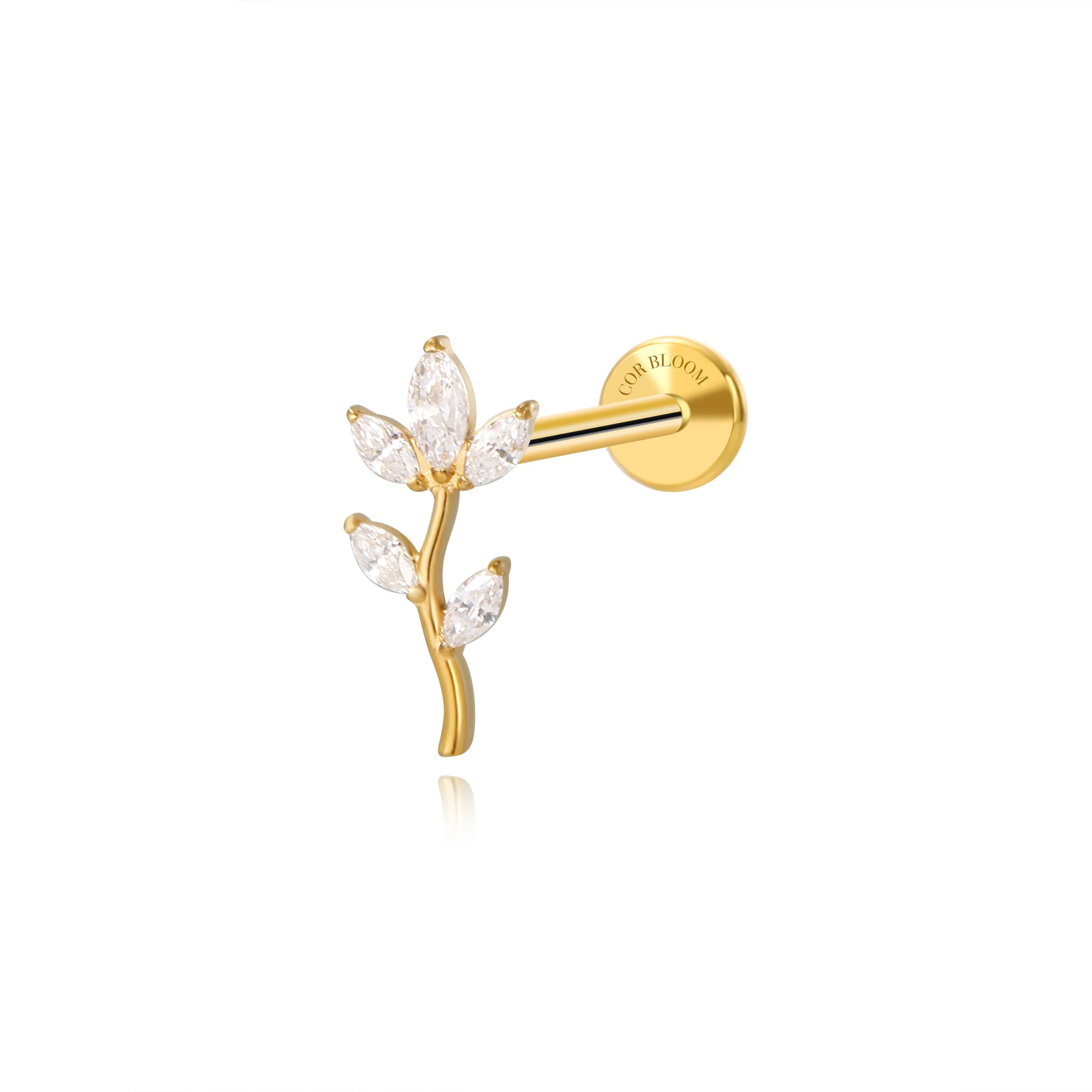 Titanium Chloe Viva Leaf Flat Back Stud