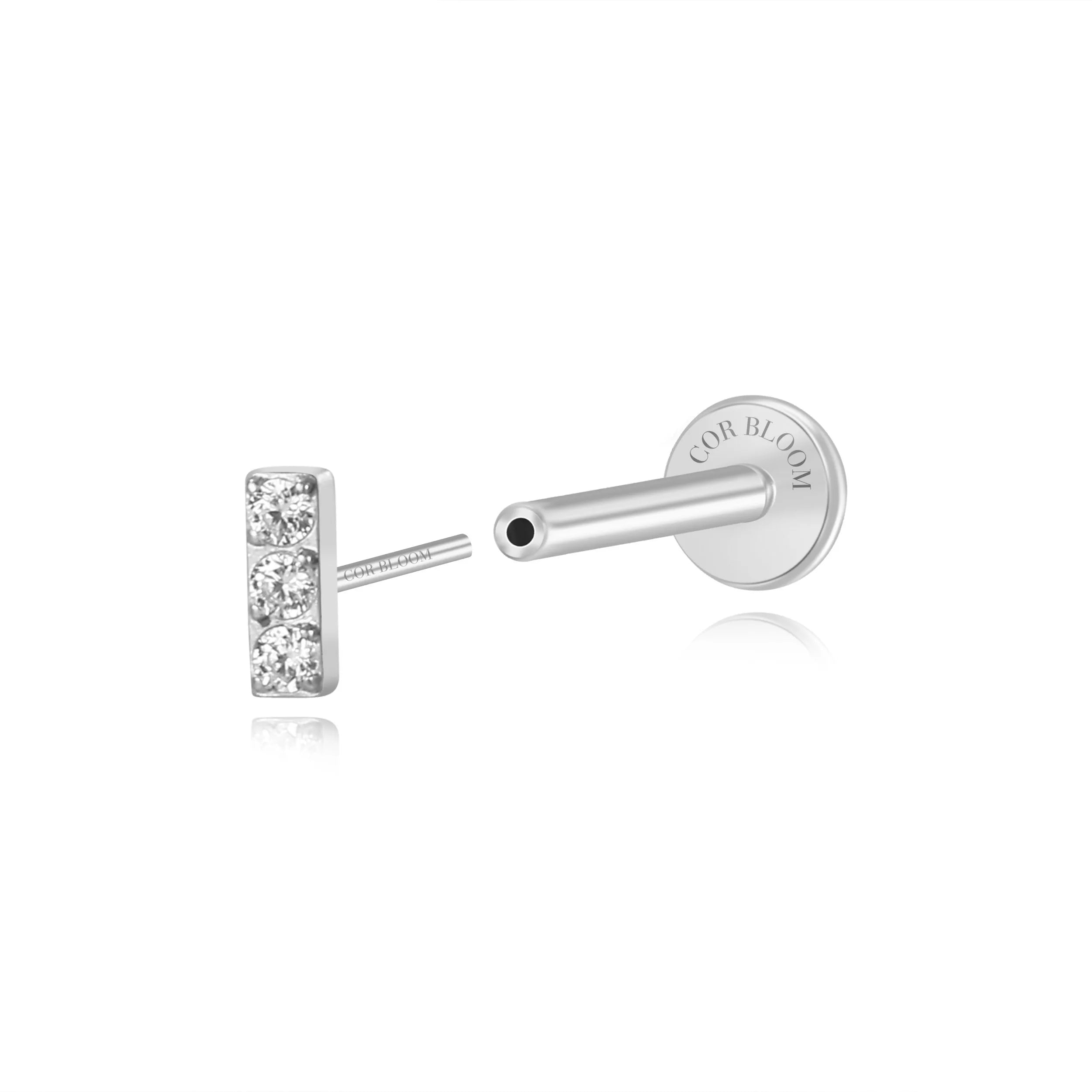 Titanium Arete Mini White CZ Line Piercing Stud