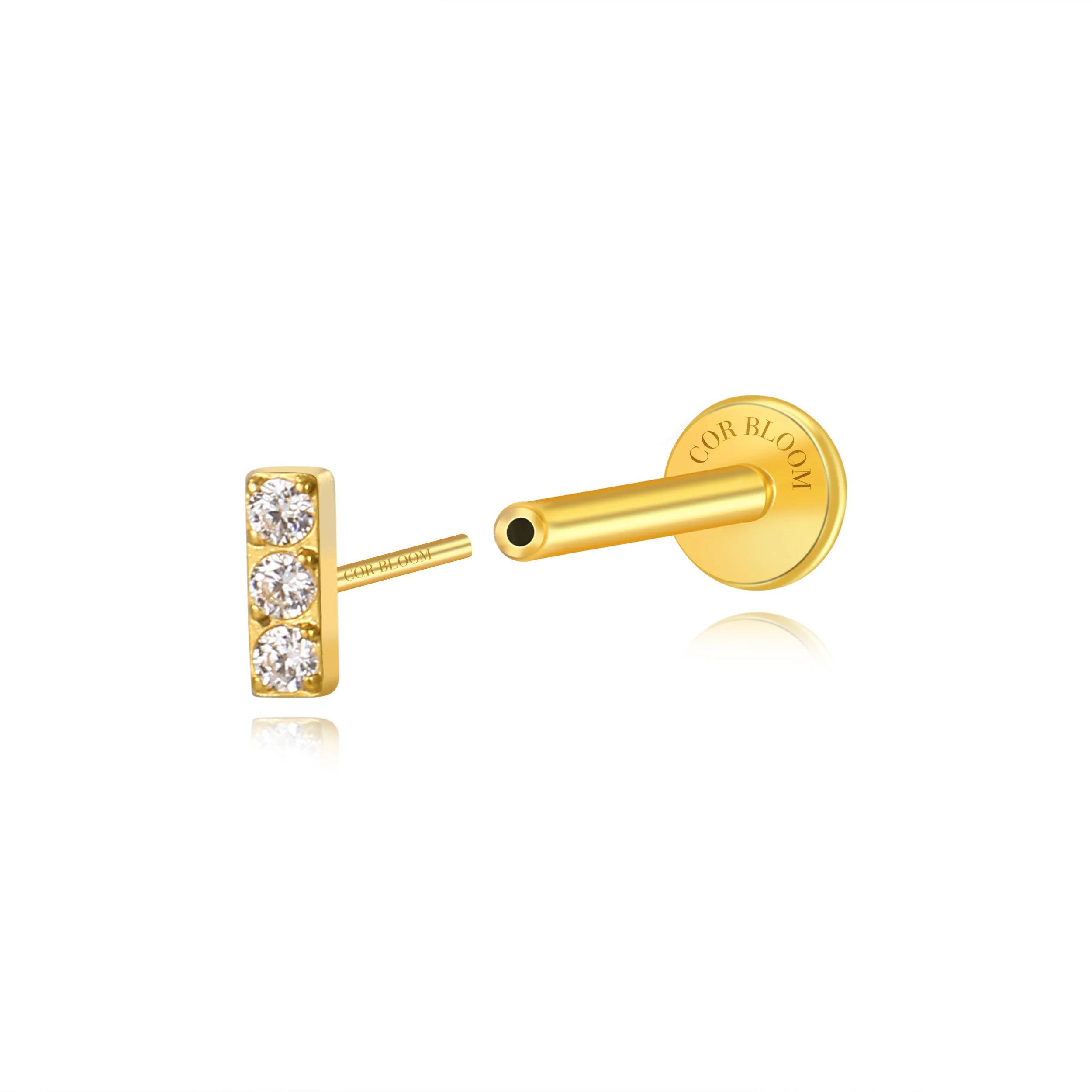 Titanium Arete Mini White CZ Line Piercing Stud
