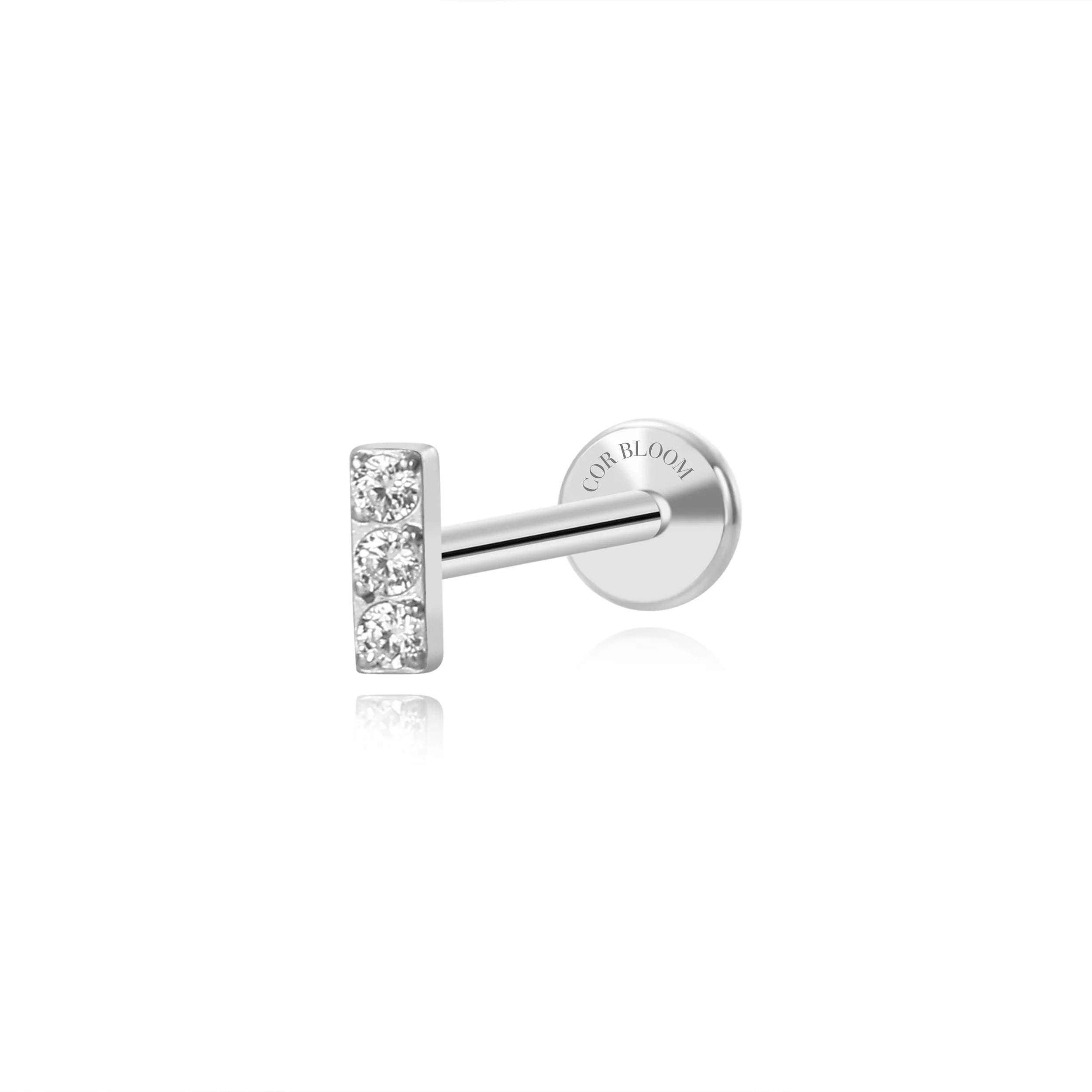 Titanium Arete Mini White CZ Line Piercing Stud