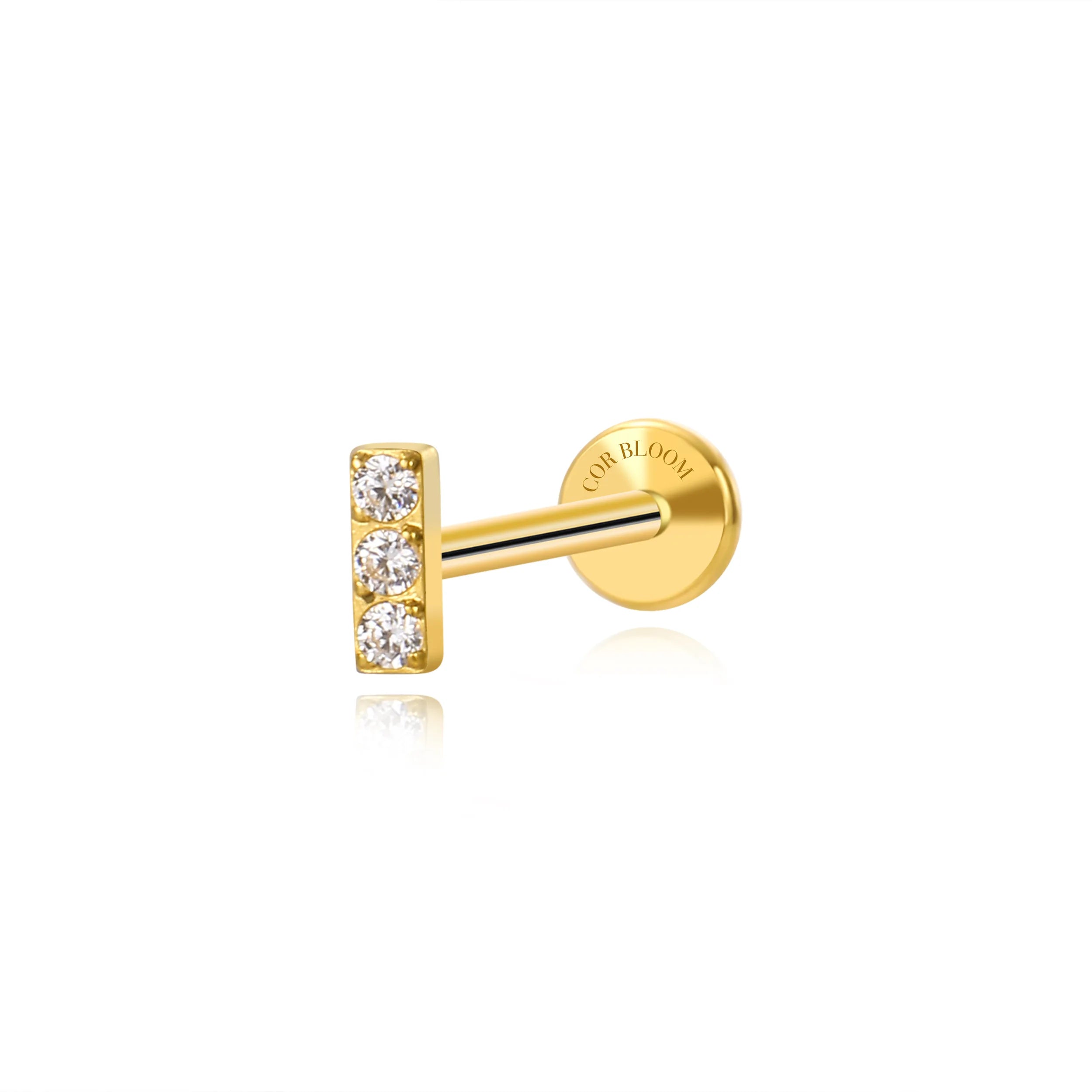 Titanium Arete Mini White CZ Line Piercing Stud
