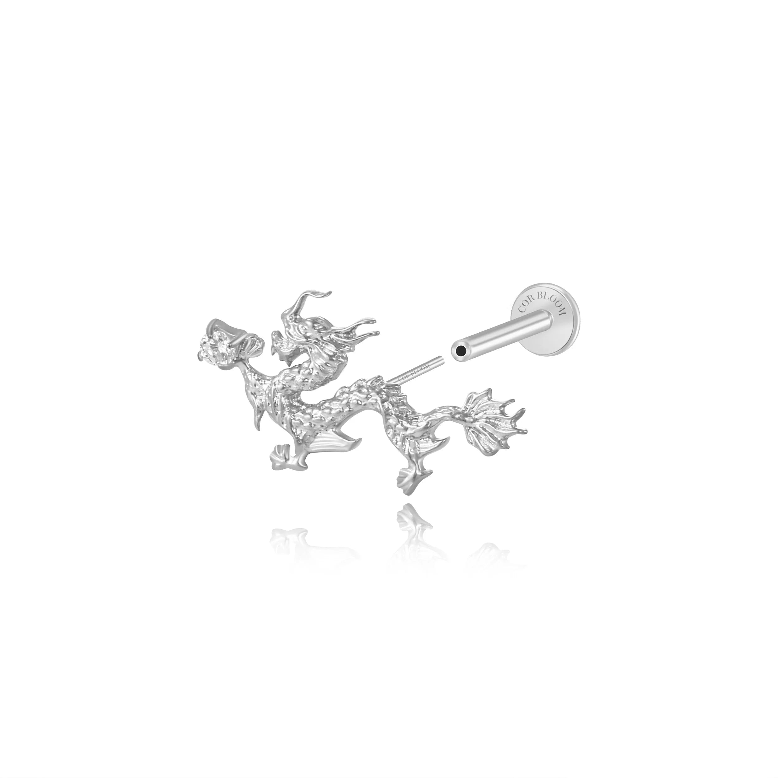 Titanium Statement Diamond Dragon Flat Back Stud