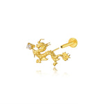 Titanium Statement Diamond Dragon Flat Back Stud