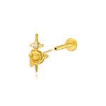 Titanium The Sword and the Rose Flat Back Stud