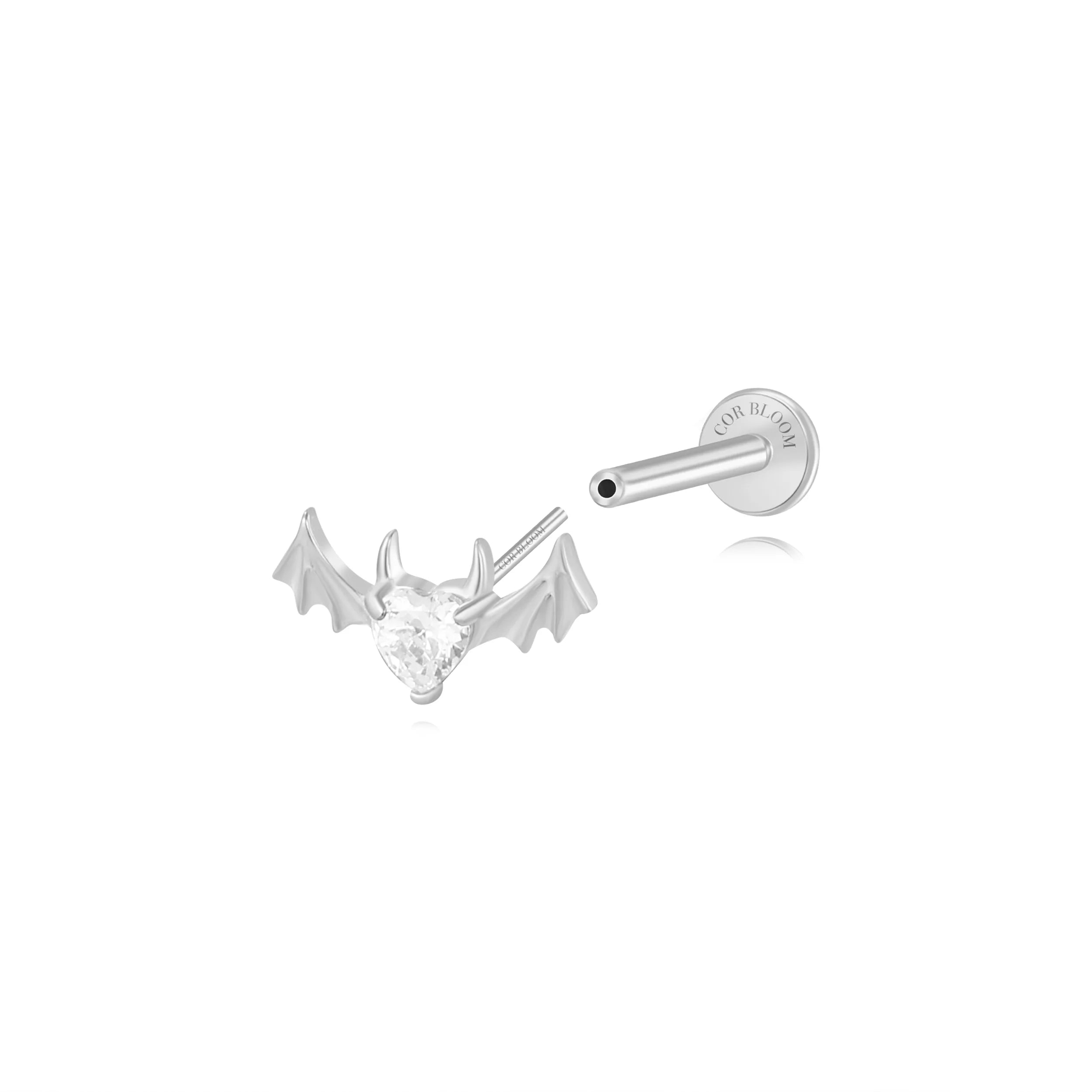 Titanium Hreremus Crystal Bat Flat Back Stud