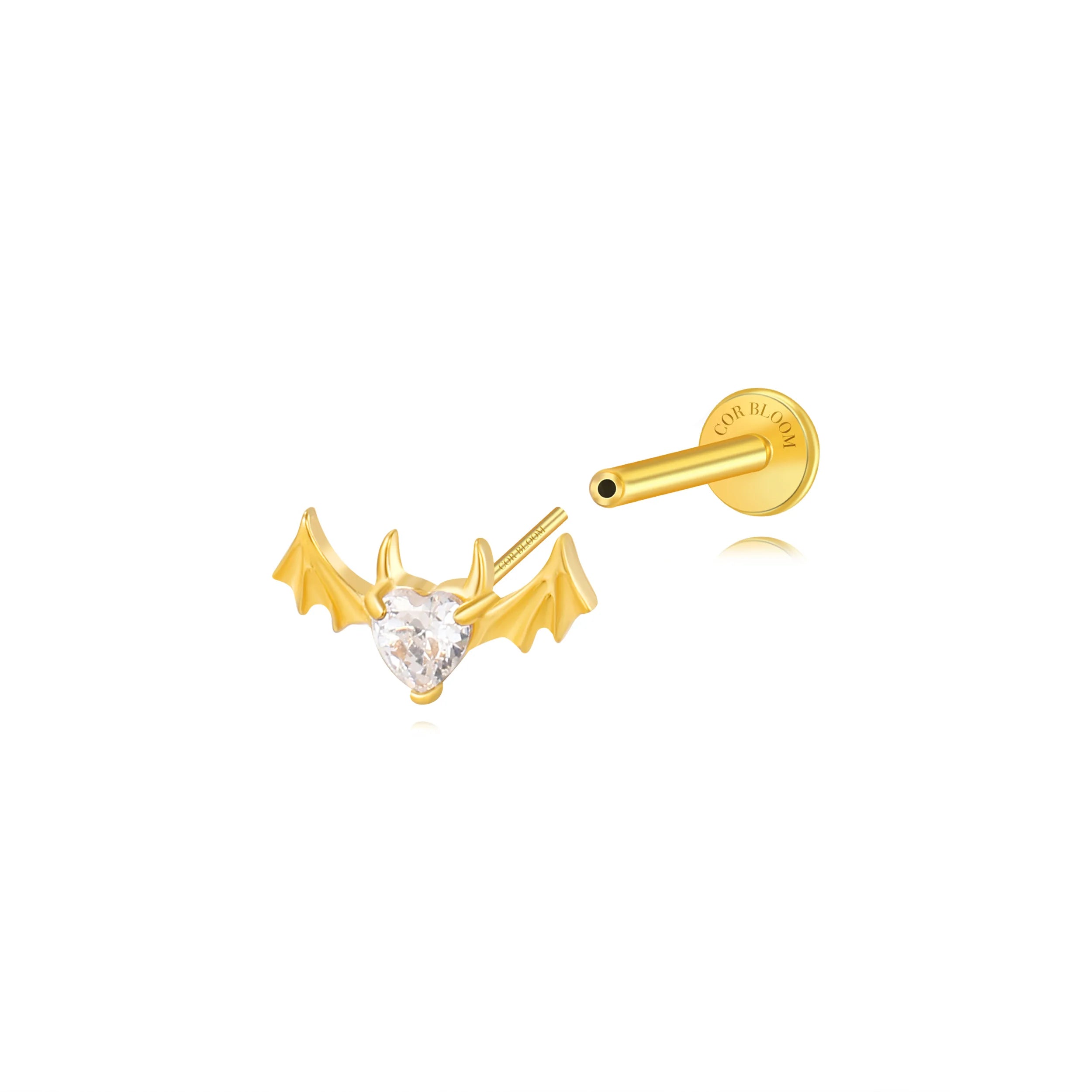 Titanium Hreremus Crystal Bat Flat Back Stud