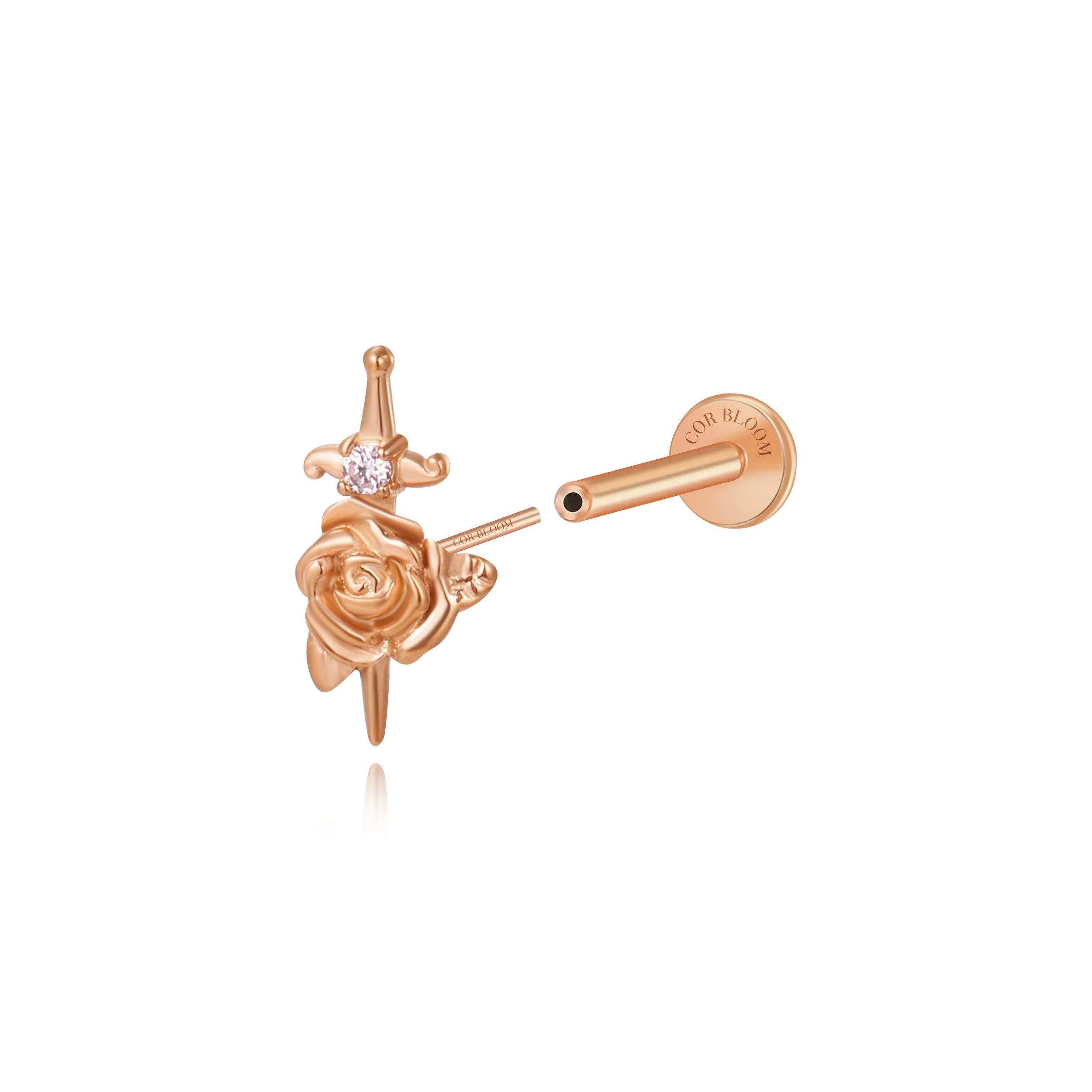 Titanium The Sword and the Rose Flat Back Stud