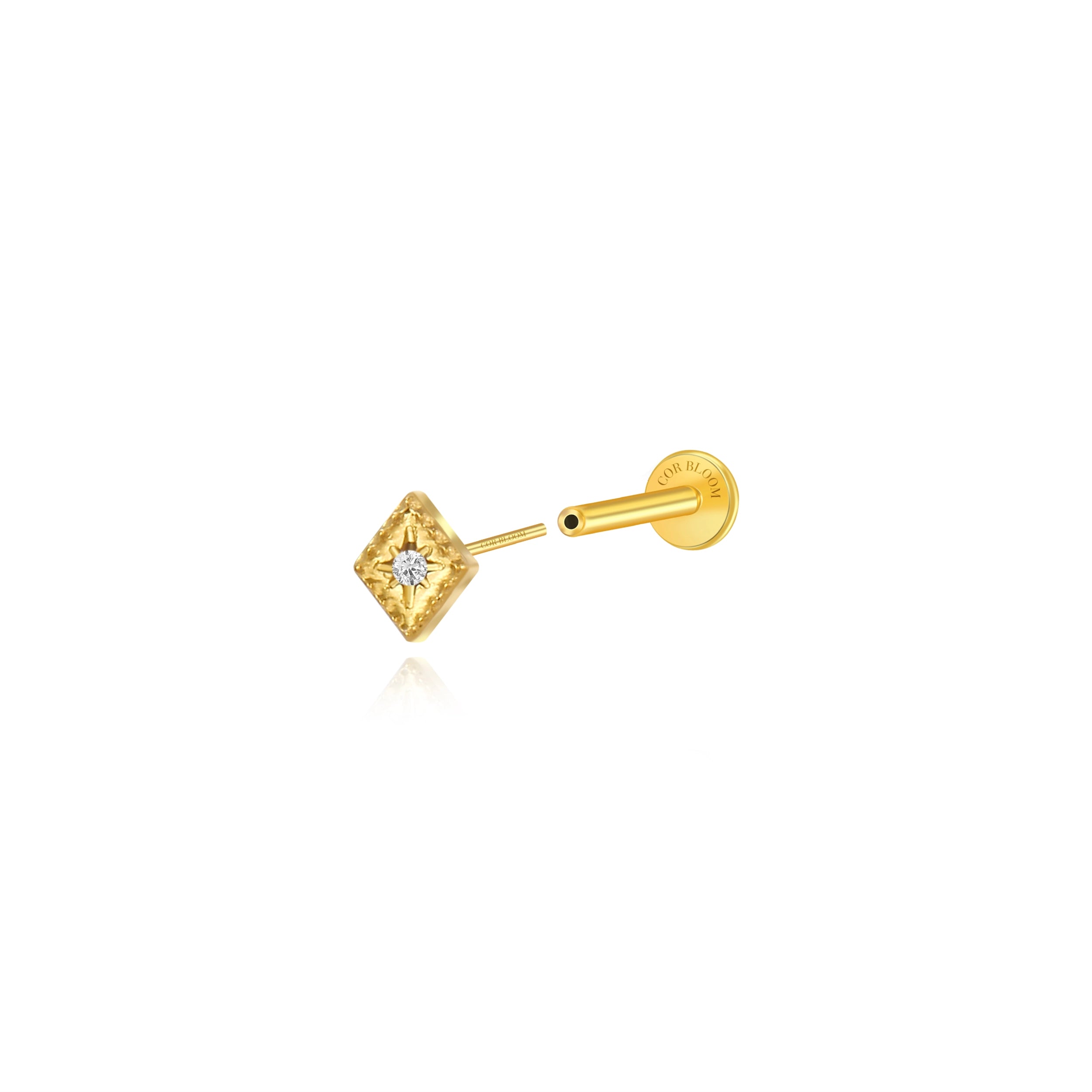 Titanium Mini Rhomb Flat Back Stud - Crystal