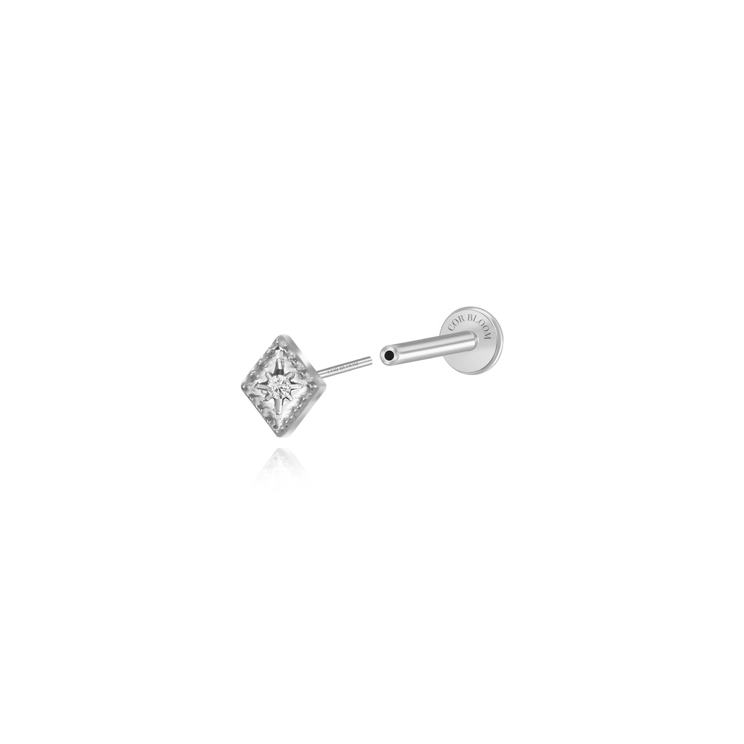 Titanium Mini Rhomb Flat Back Stud - Crystal
