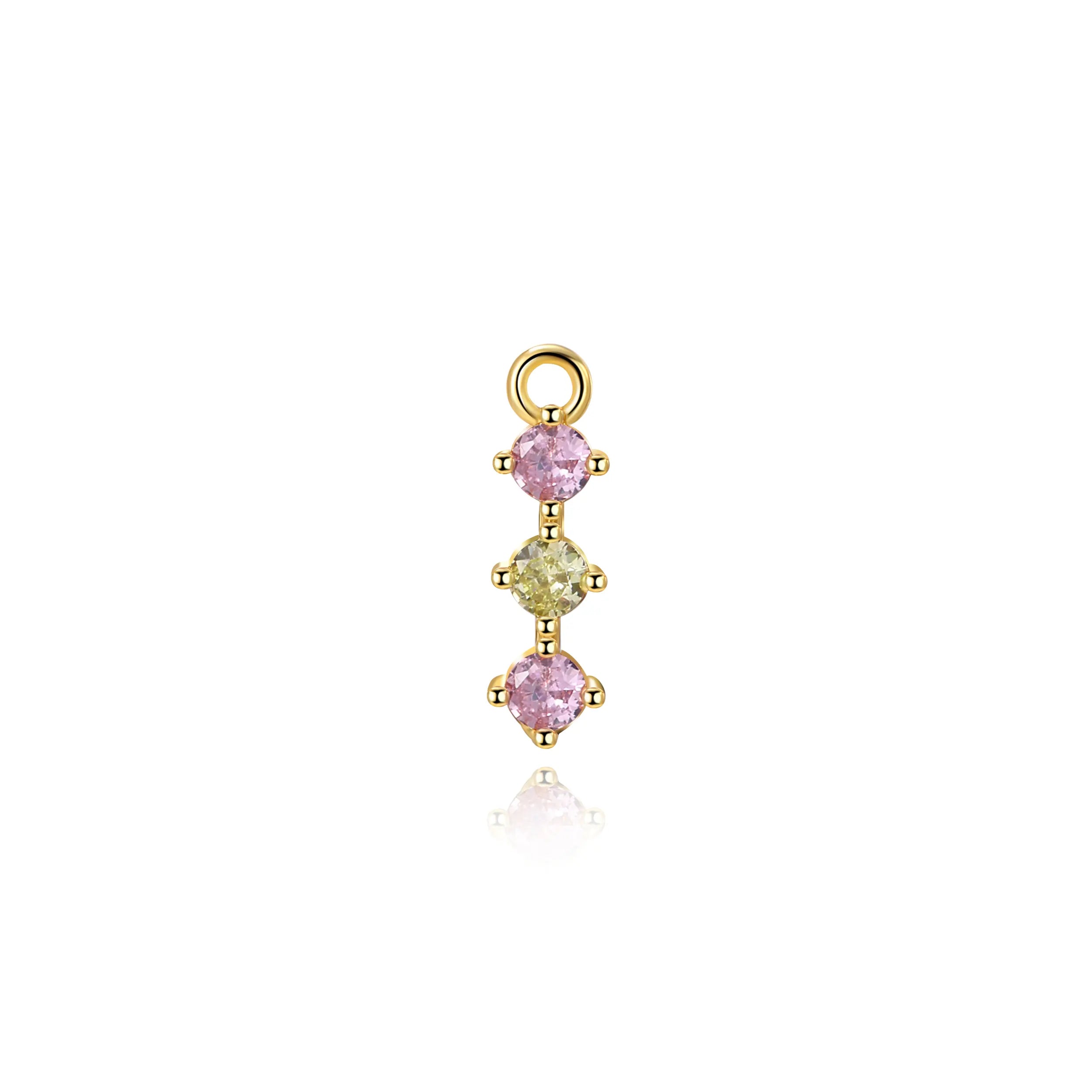 Everlee Golden Rose Trinity Charm - Pink & Citrine