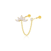 Titanium Aphrodite Diamond Crown Double Piercing Flat-Back Studs