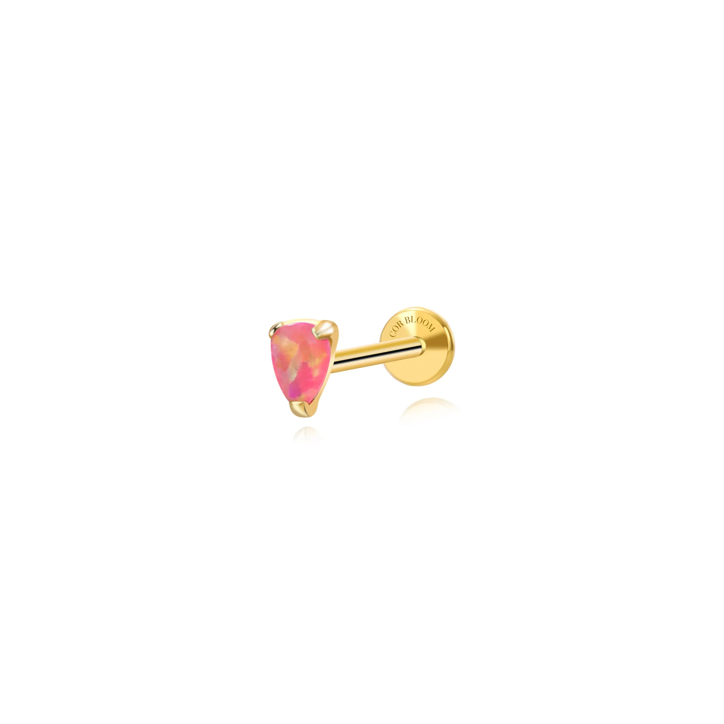 Titanium Mini Angie Pink Opal Pear Flatback Stud
