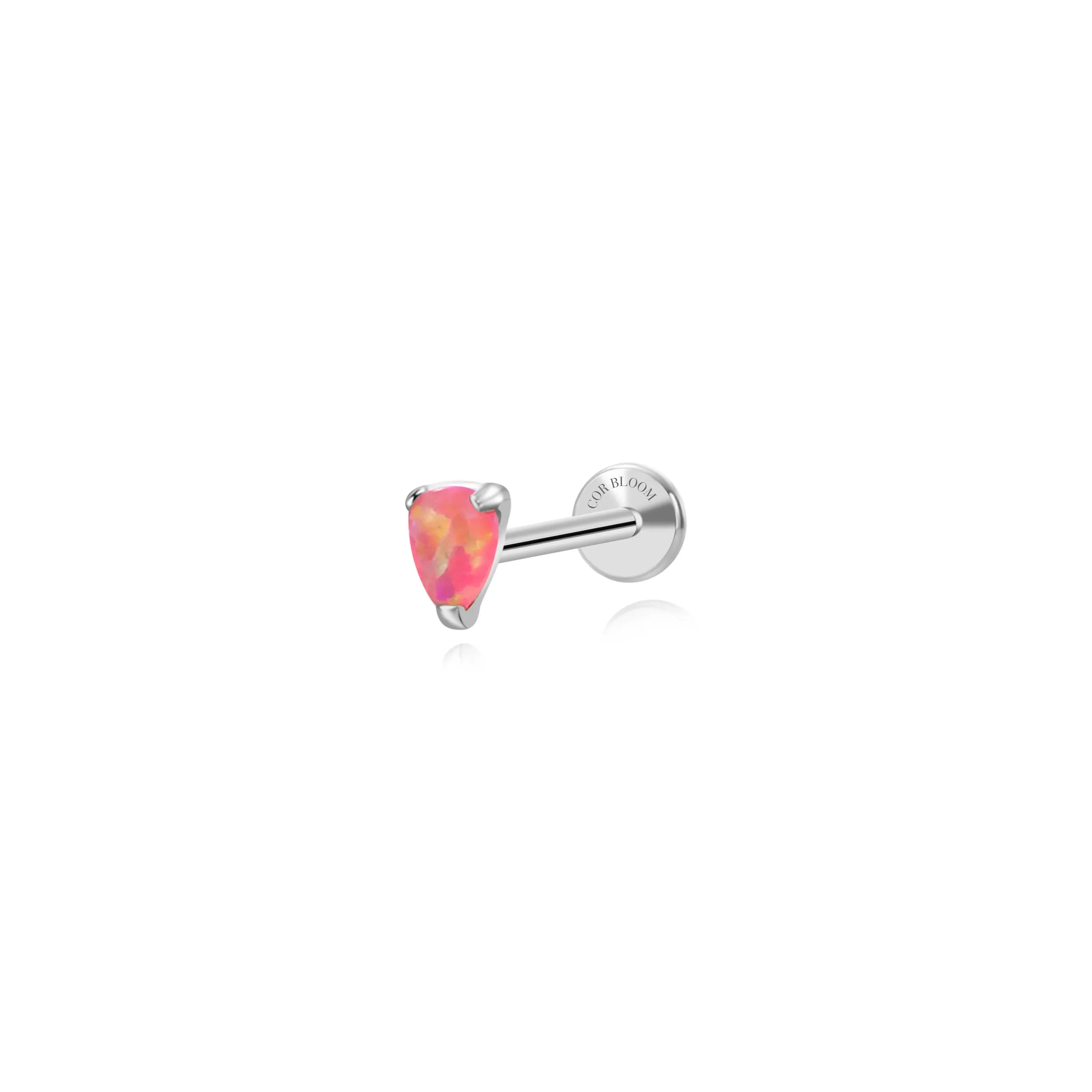 Titanium Mini Angie Pink Opal Pear Flatback Stud