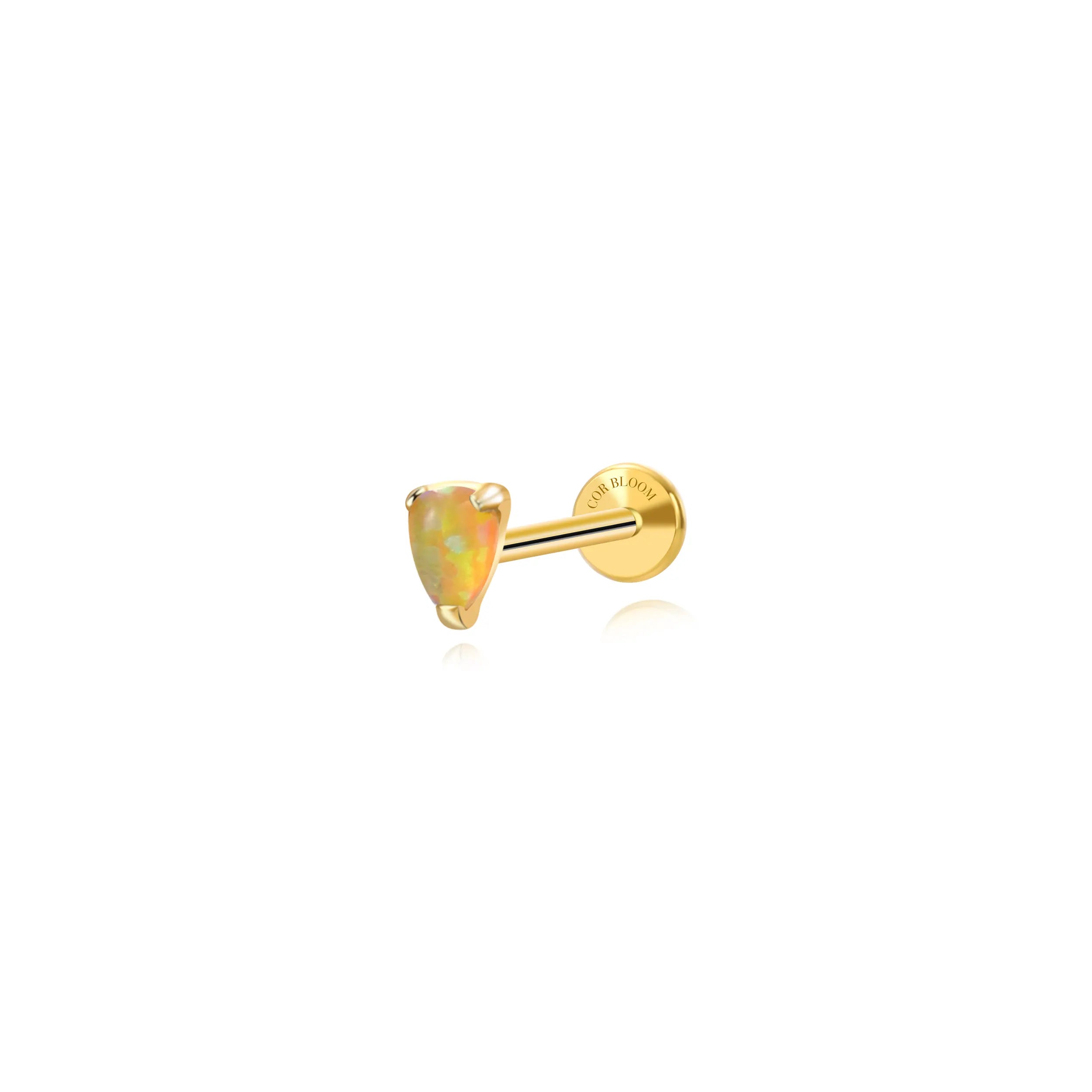 Titanium Mini Angie Yellow Opal Pear Flatback Stud