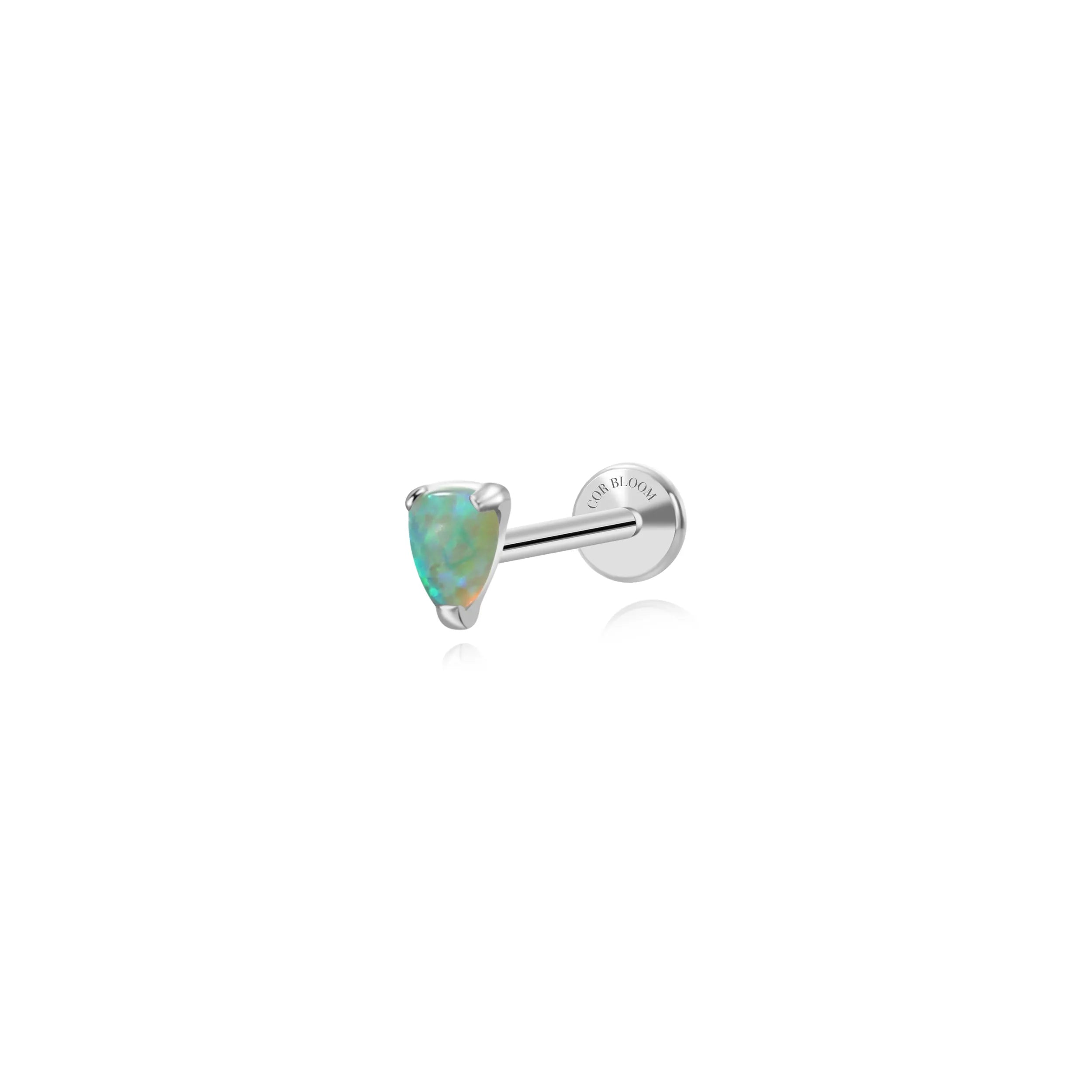 Titanium Mini Angie Green Opal Pear Flatback Stud