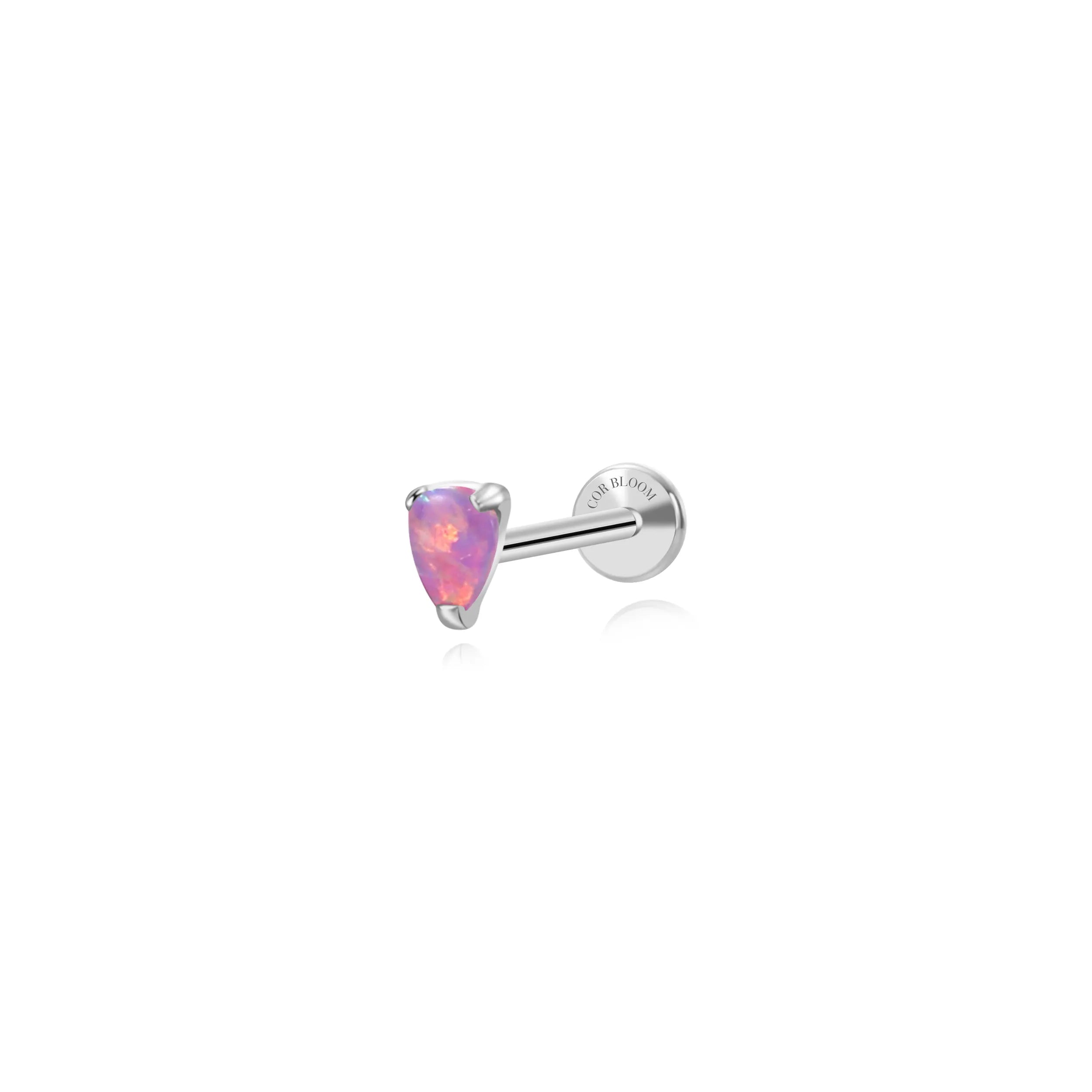 Titanium Mini Angie Violet Flame Opal Pear Flatback Stud