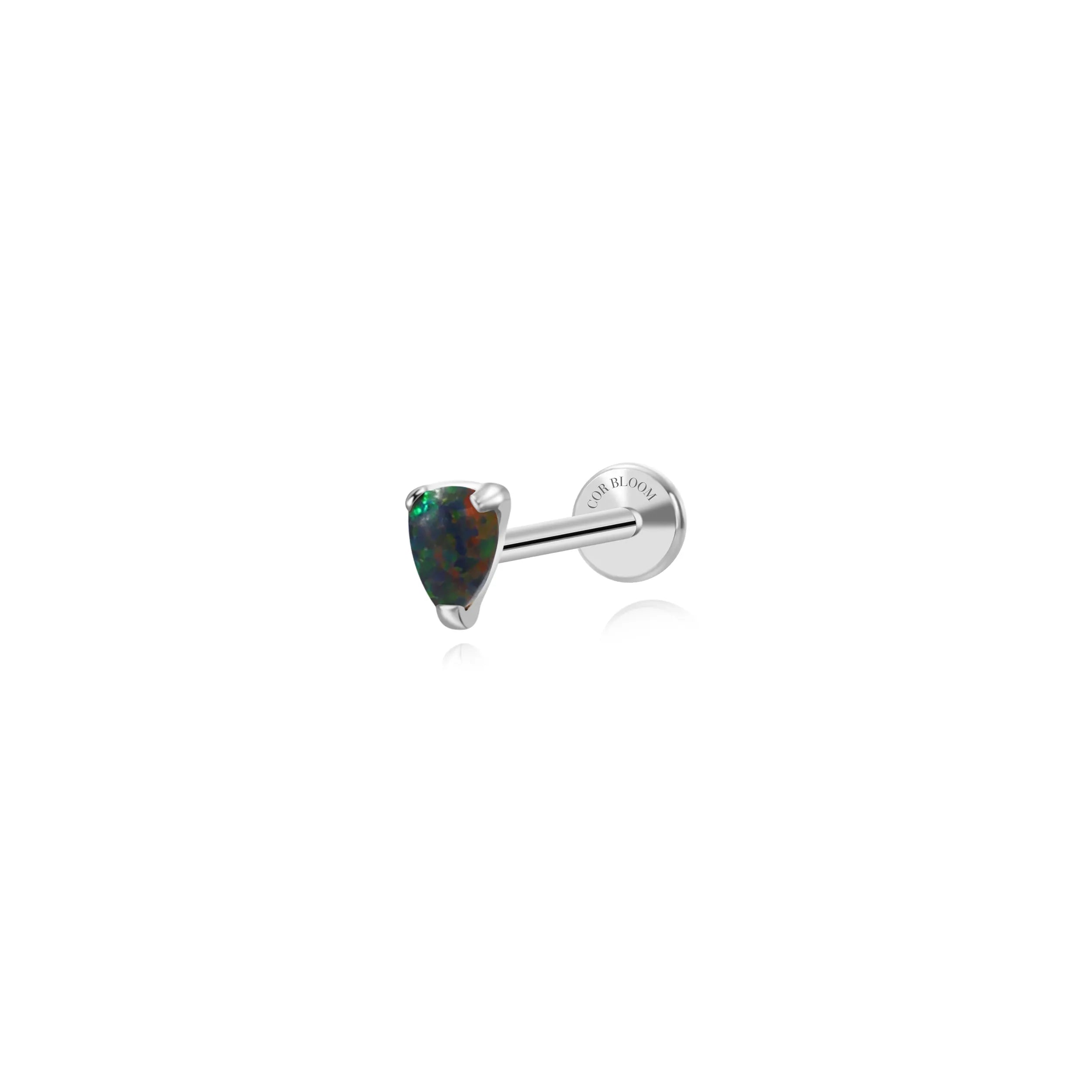 Titanium Mini Angie Dark Opal Pear Flatback Stud