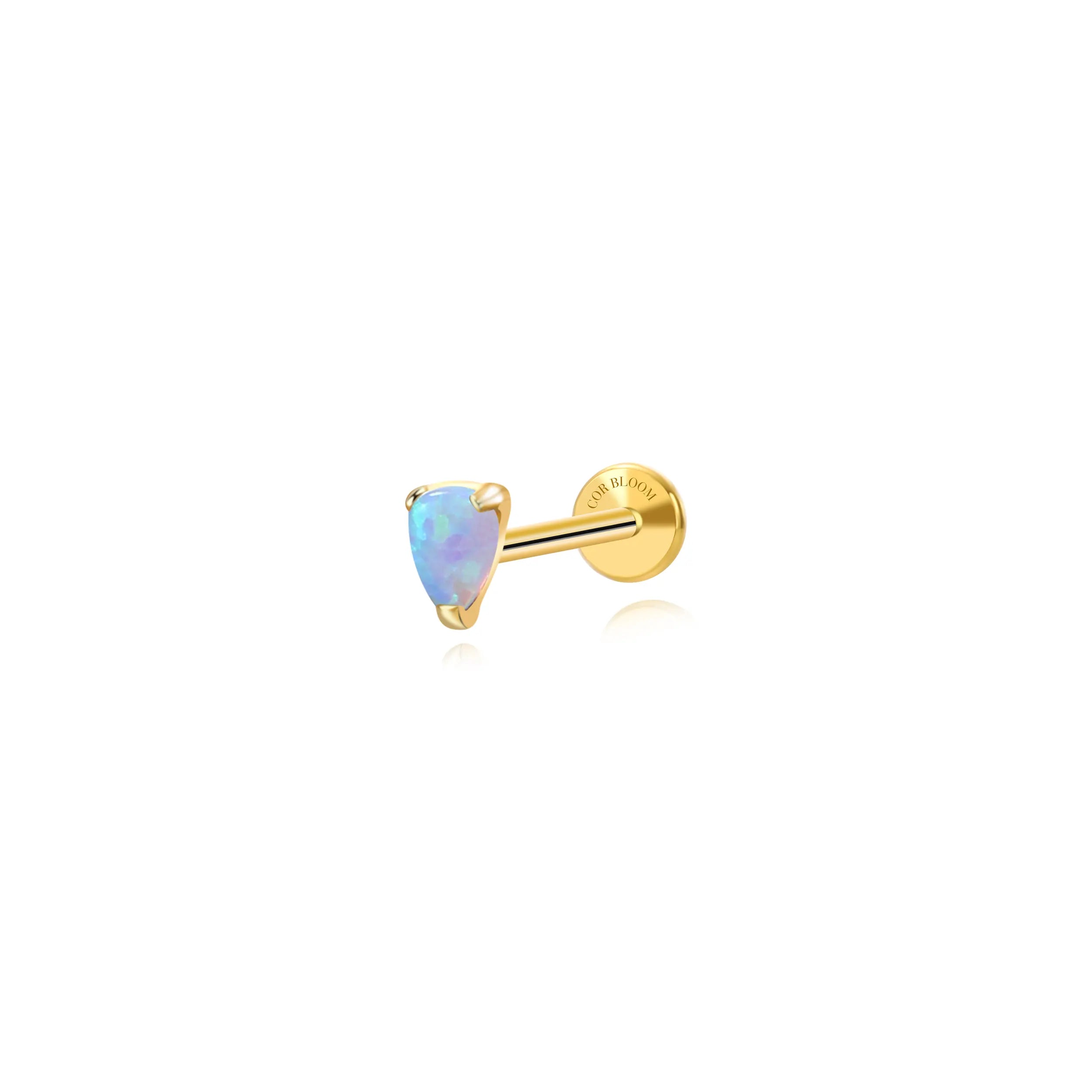 Titanium Mini Angie Sku Blue Opal Pear Flatback Stud