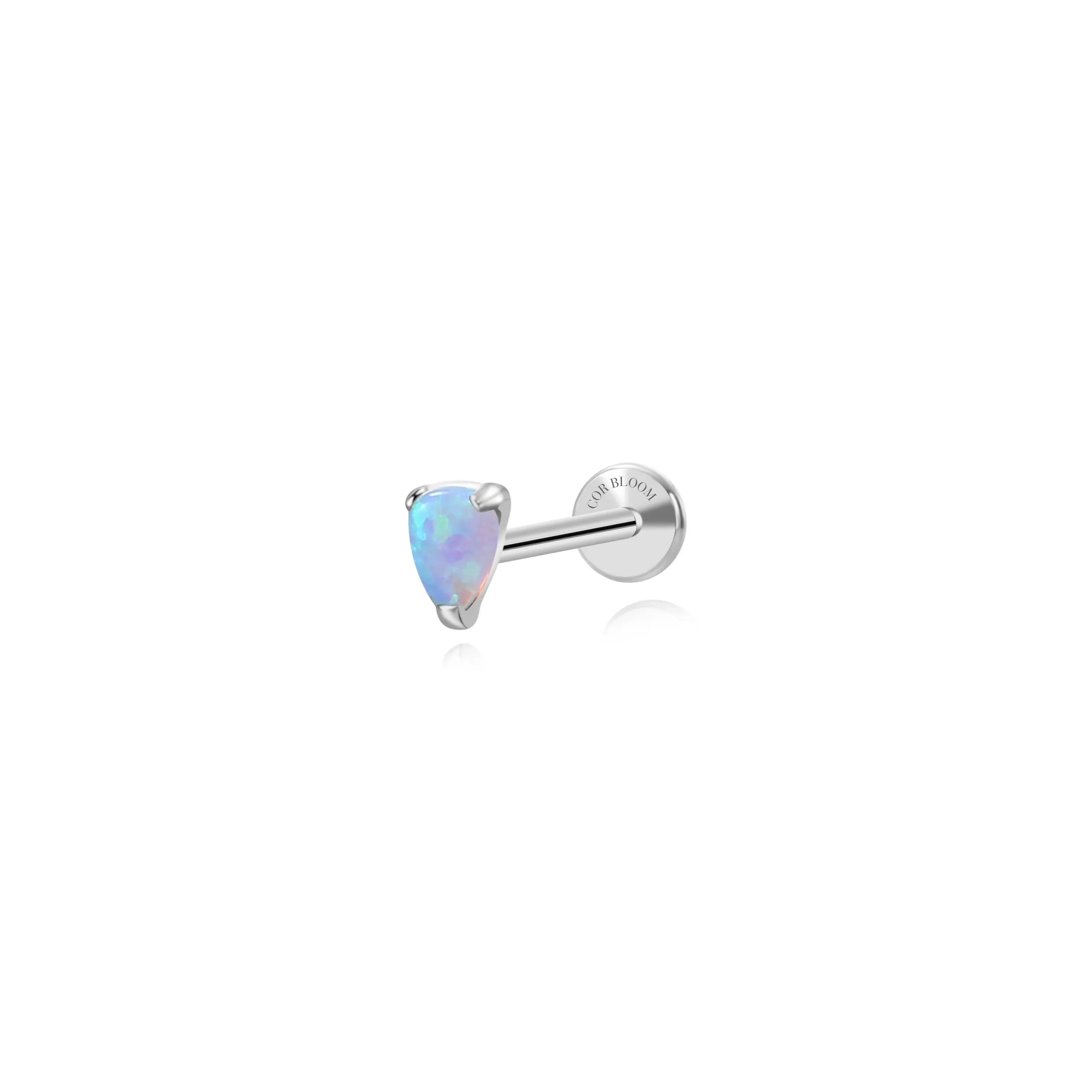 Titanium Mini Angie Sku Blue Opal Pear Flatback Stud