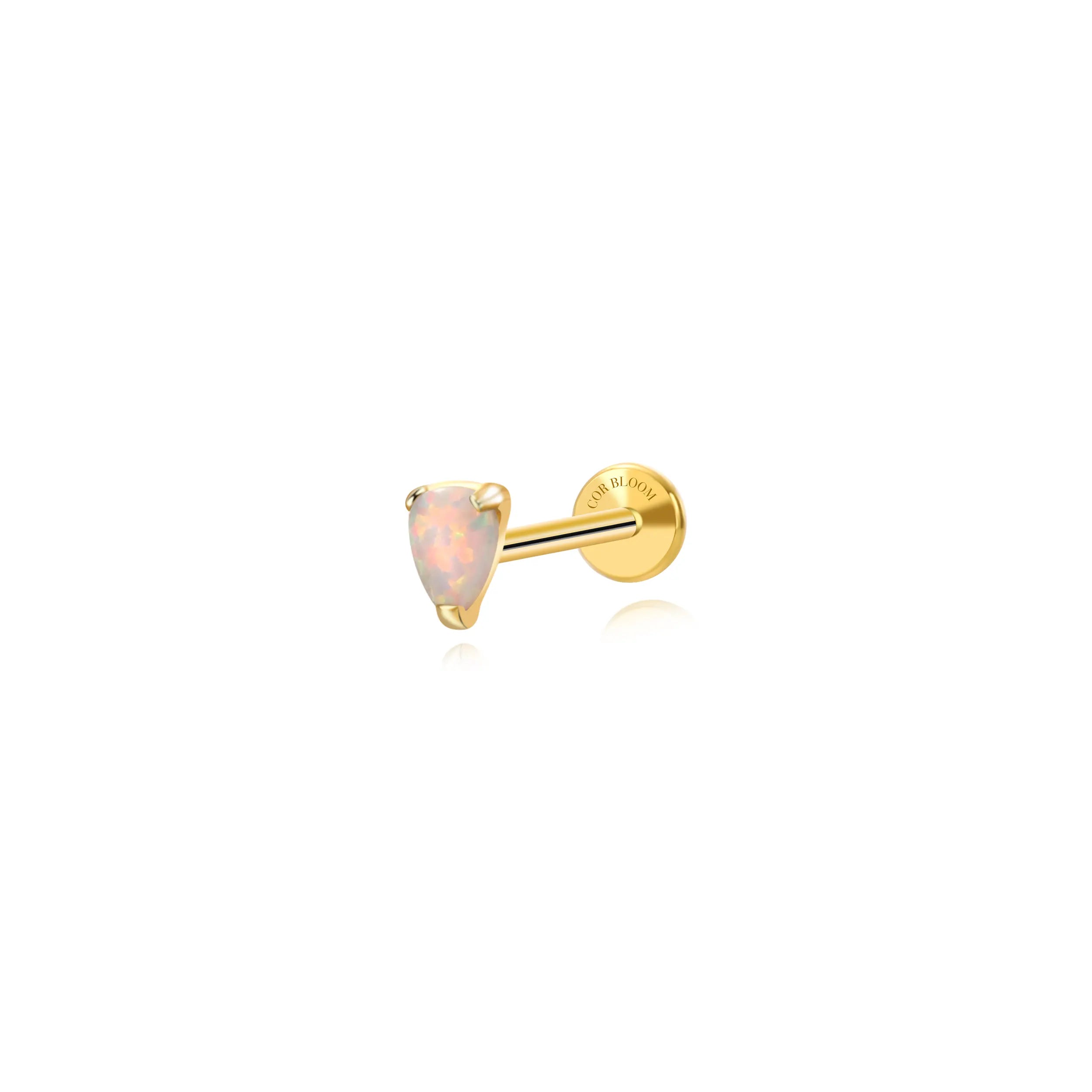 Titanium Mini Angie White Opal Pear Flatback Stud