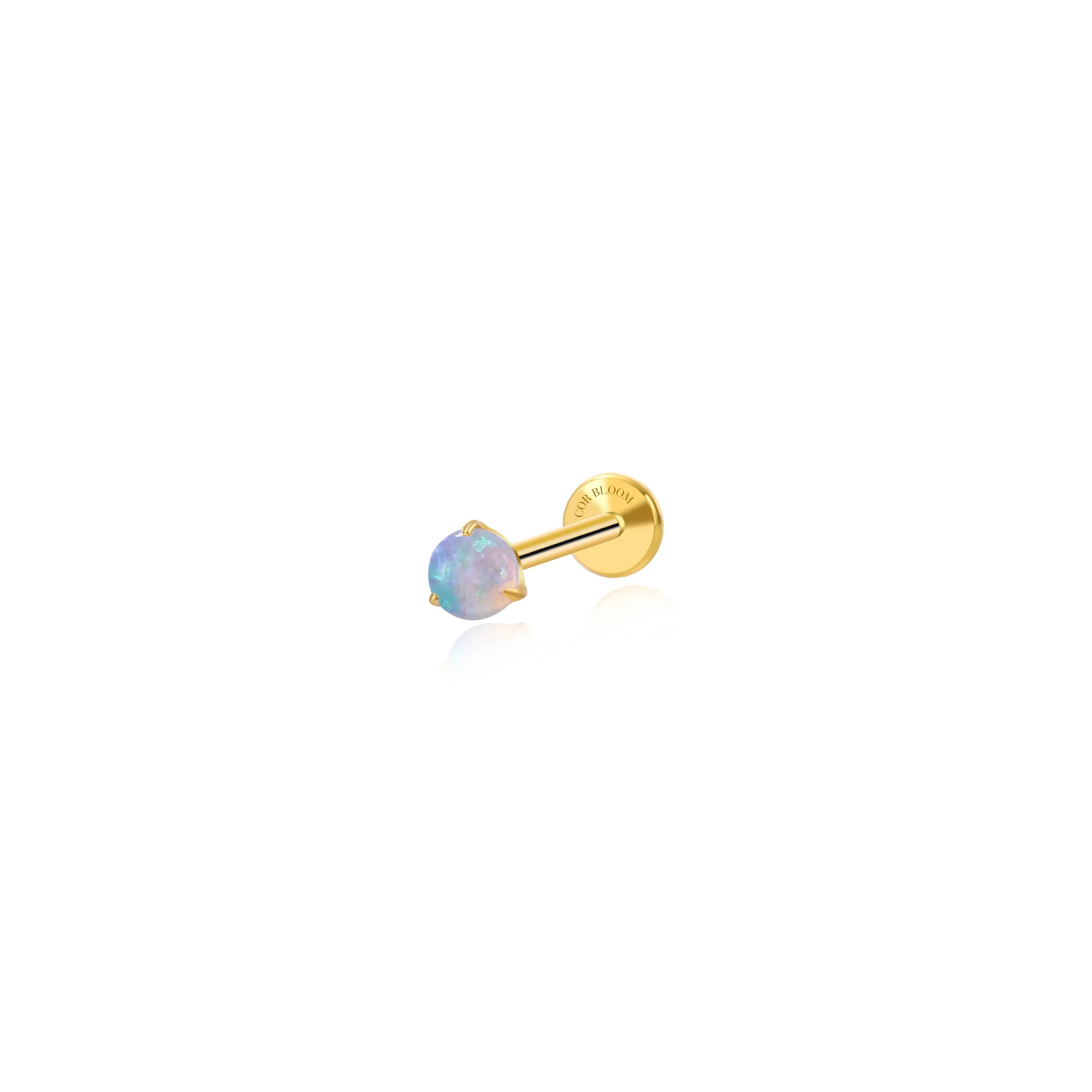 Titanium Lina Mini Round-Cut Sky Blue Opal Stud