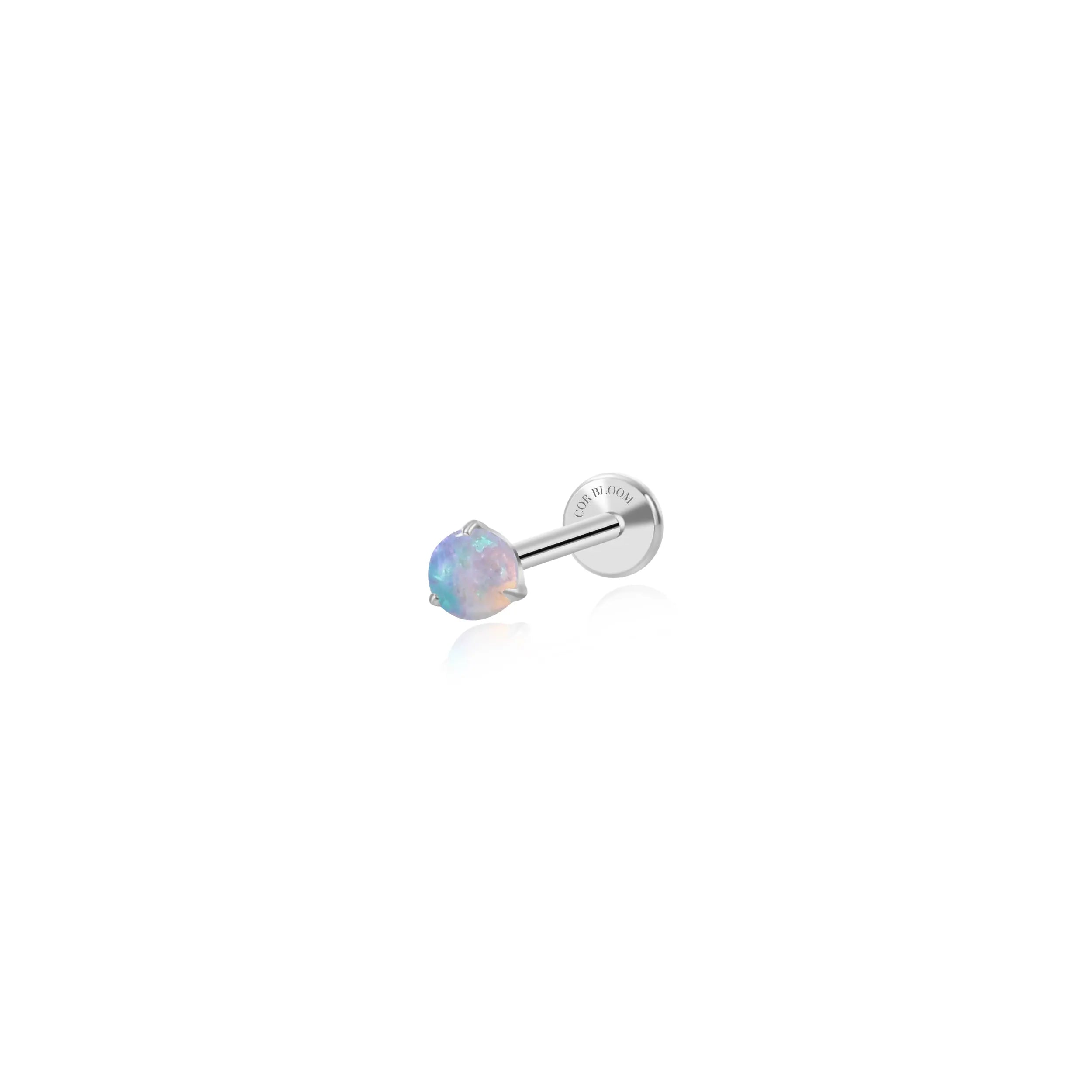 Titanium Lina Mini Round-Cut Sky Blue Opal Stud