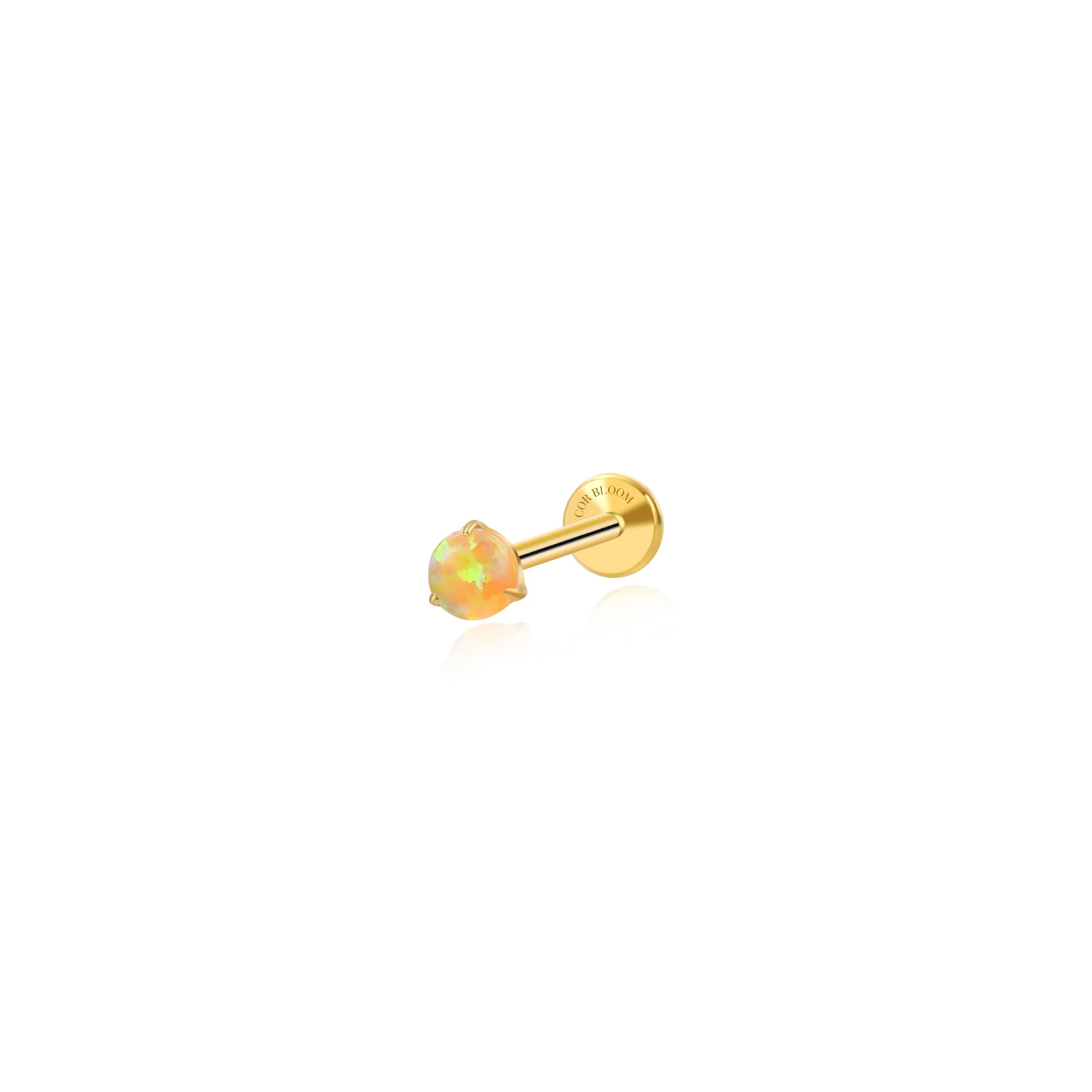 Titanium Lina Mini Round-Cut Gloden Opal Stud