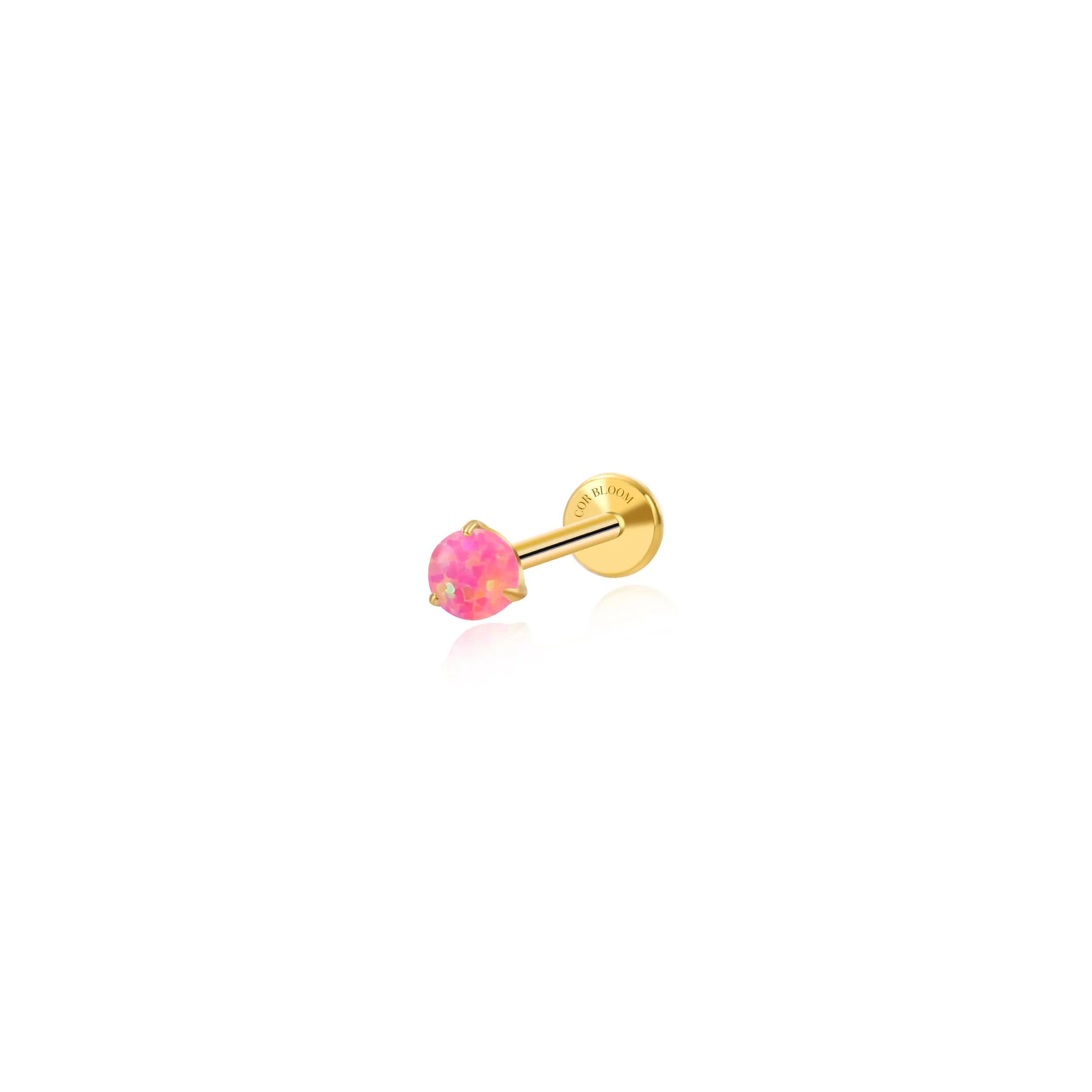 Titanium Lina Mini Round-Cut Pink Opal Stud